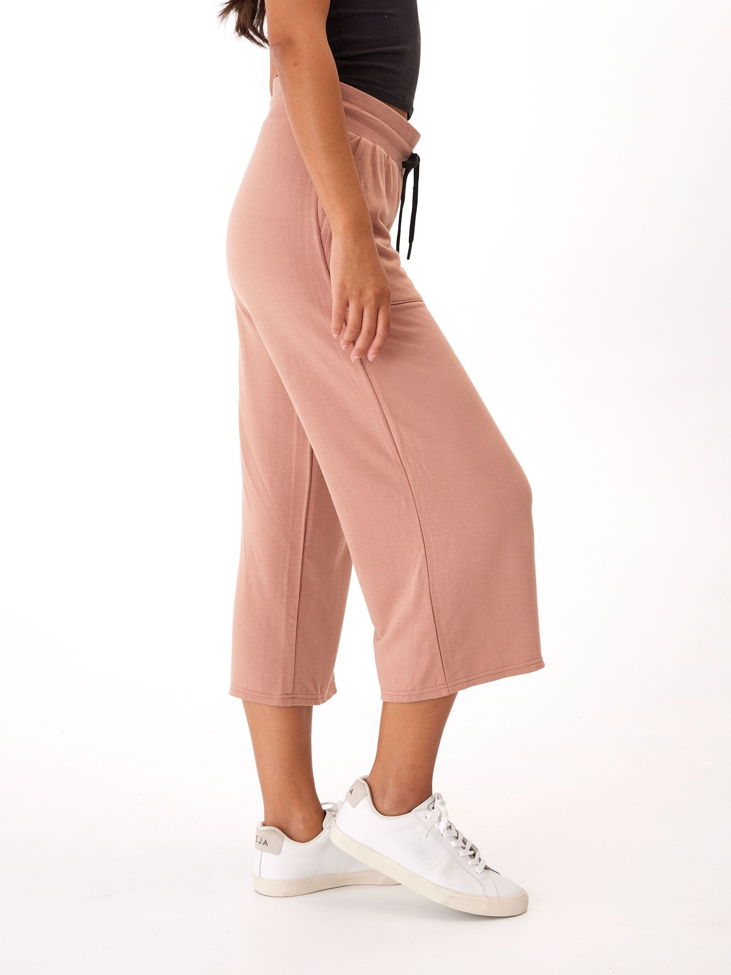 Carrie Feather Fleece Wide Leg Crop Pant 22"