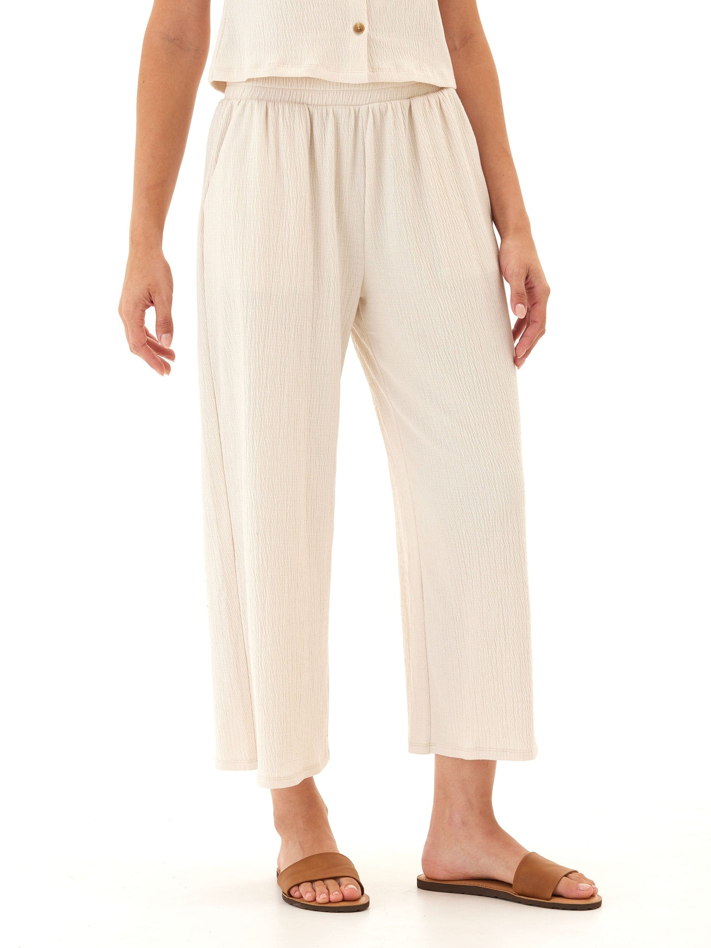 Ivanna Smocked Jersey Wide Leg Capri Pant