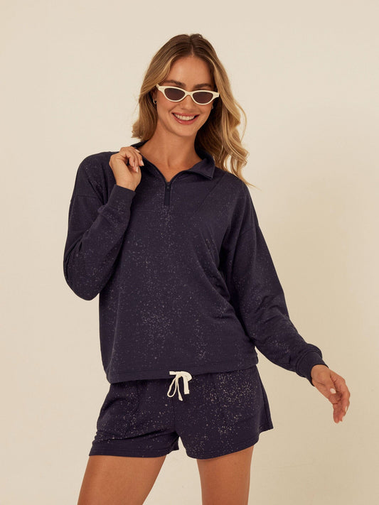 Nyla Spray Wash Modal Terry Half-Zip Pullover