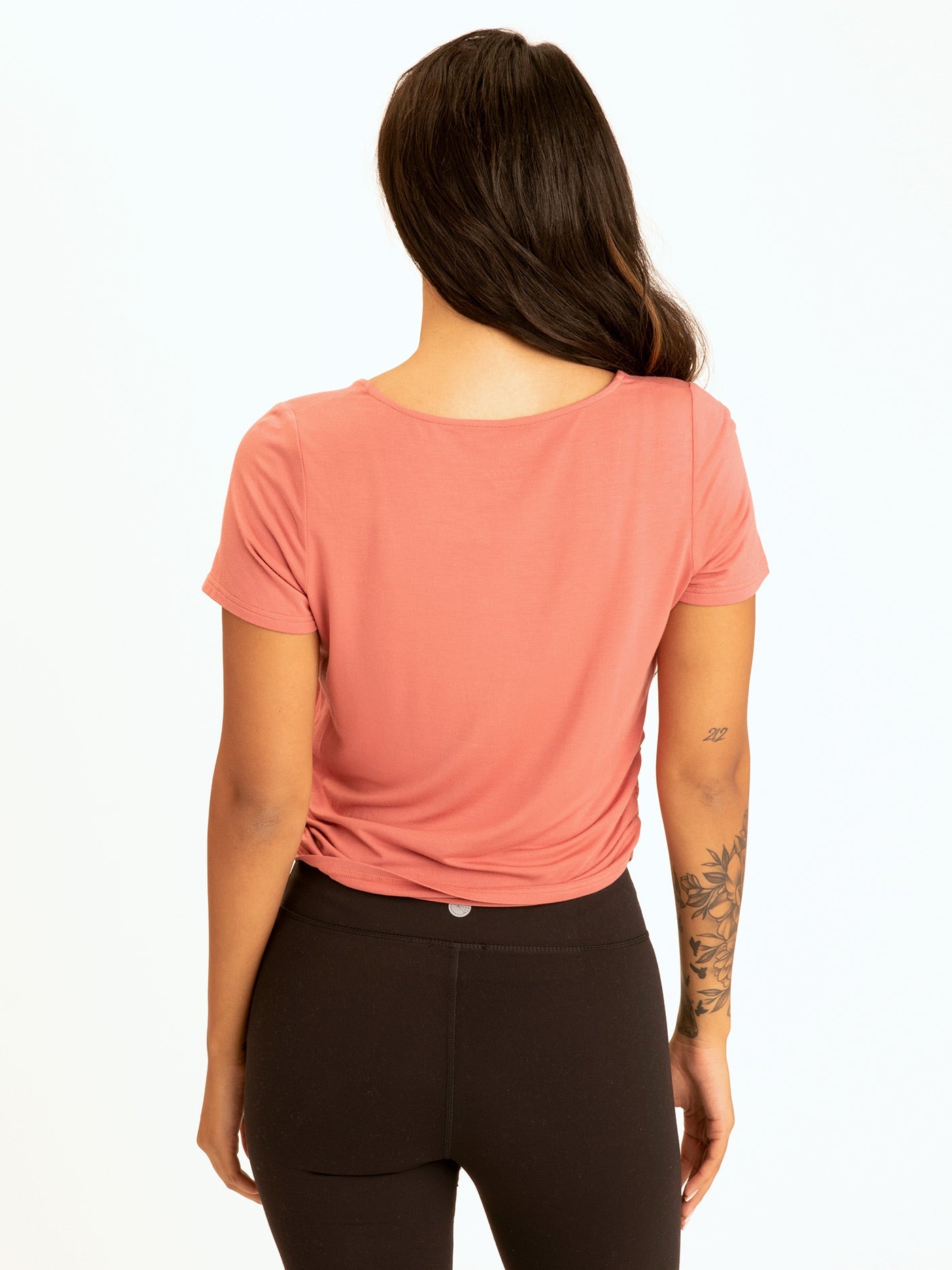 Deena Ruched Shirttail Cropped Tee