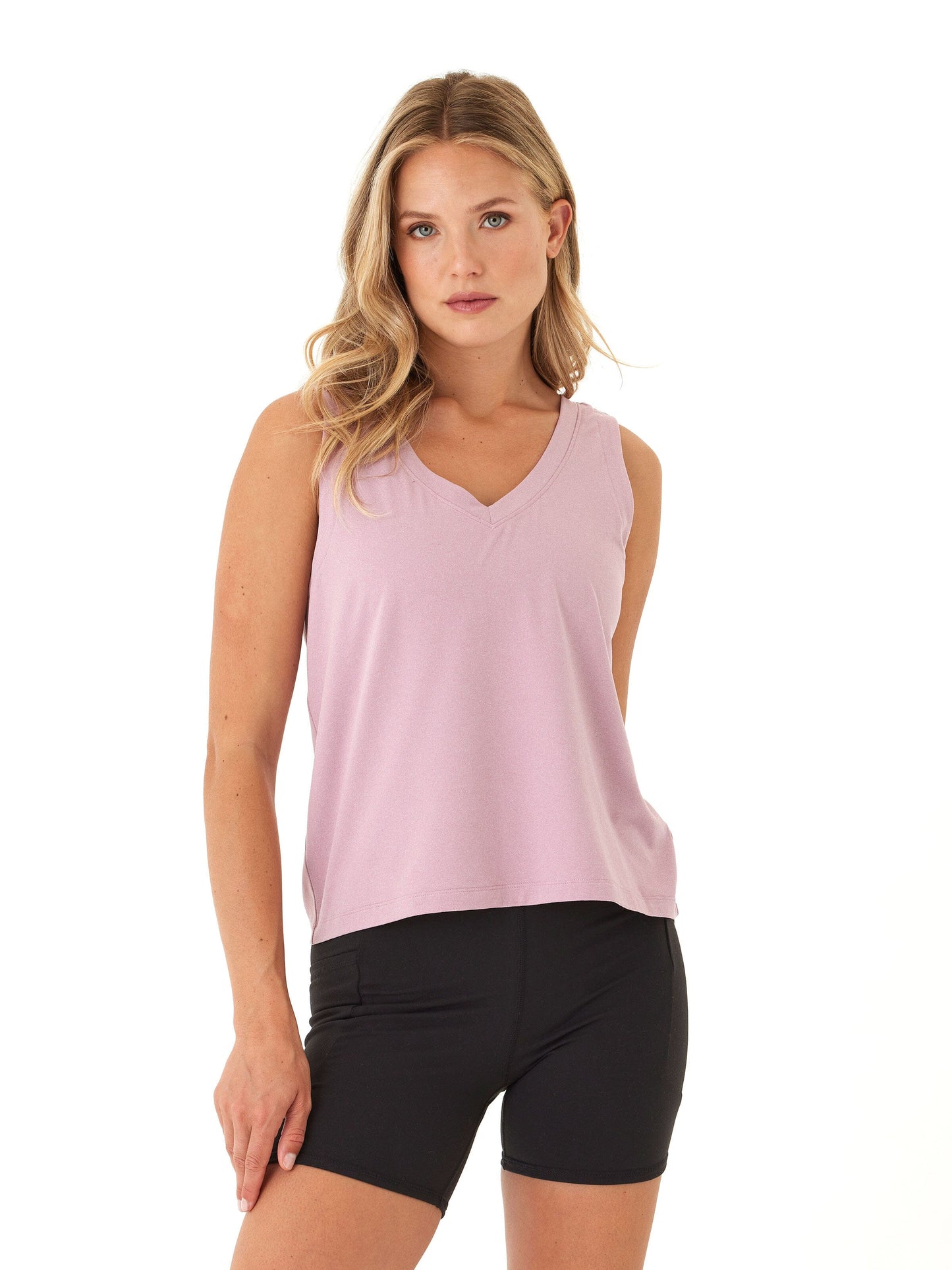 Kristie Criss Cross Heather Luxe Jersey Tank