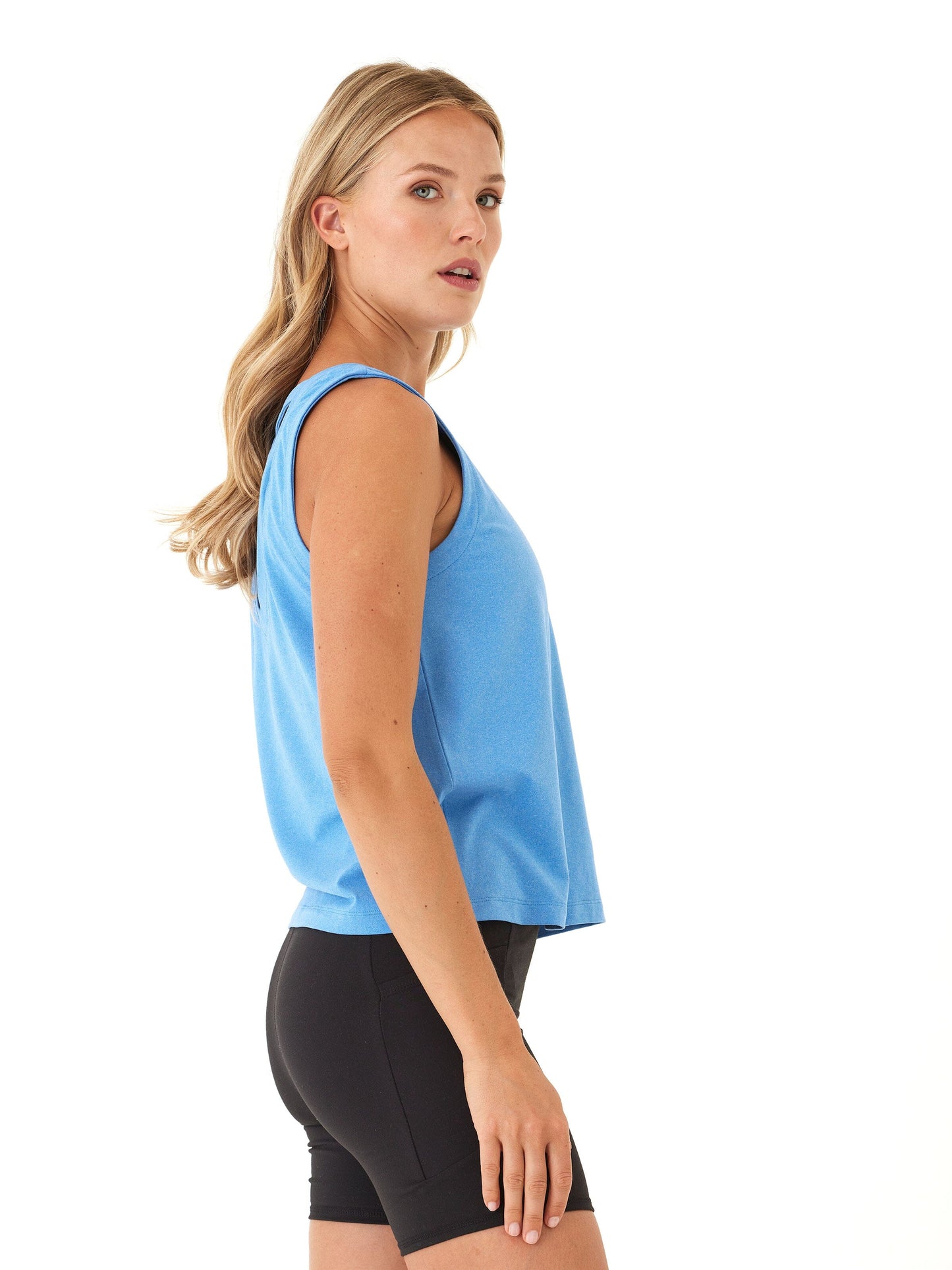 Kristie Criss Cross Heather Luxe Jersey Tank