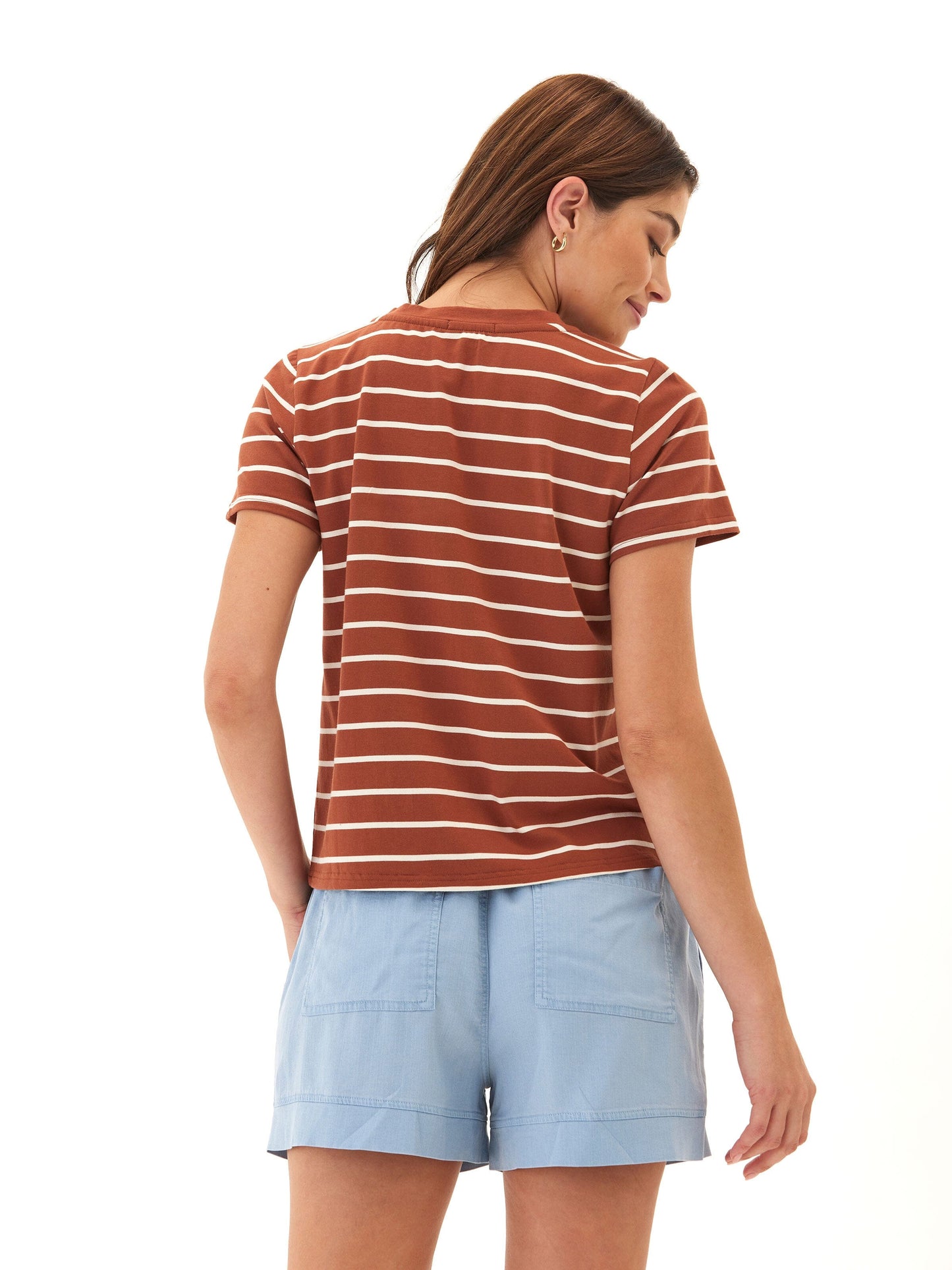 Maxine Caribbean Stripe Eco Jersey V-Neck Tee