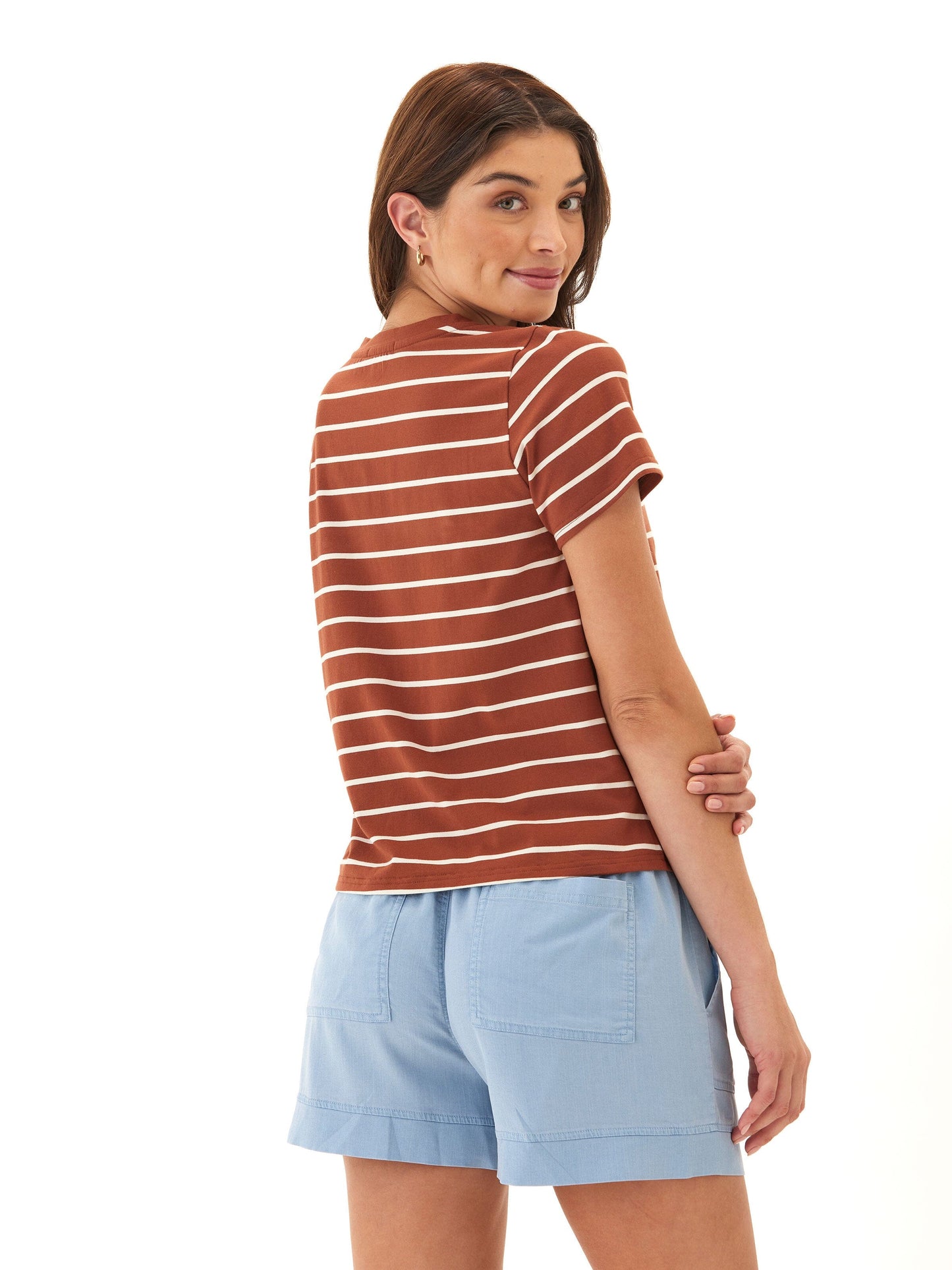 Maxine Caribbean Stripe Eco Jersey V-Neck Tee