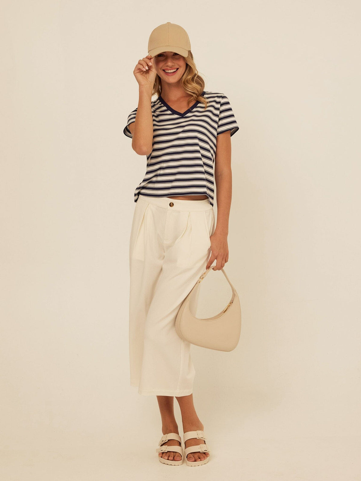 Maxine Stripe Eco Jersey V-Neck Tee