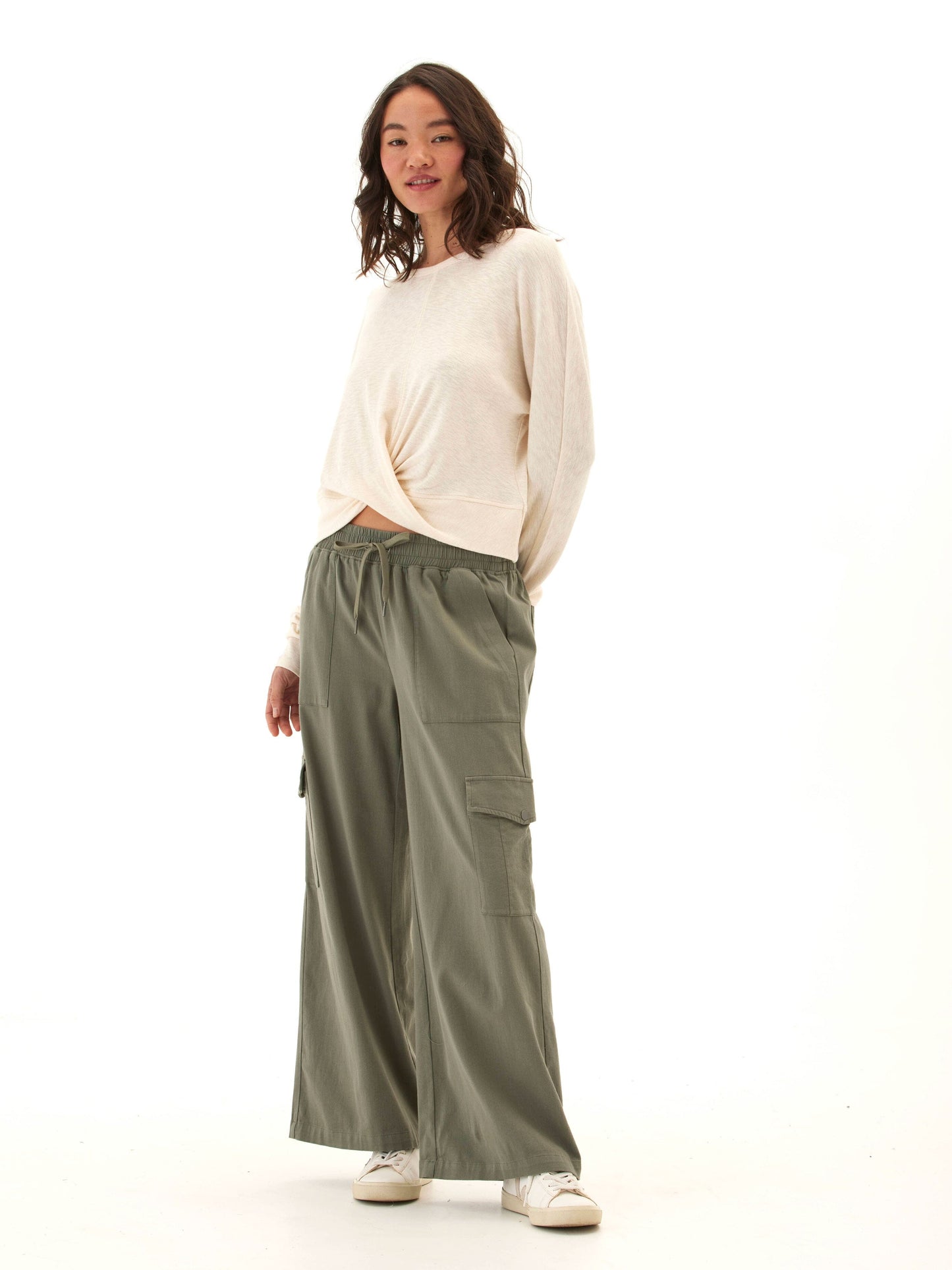 Chloe Textured Jersey Twist Dolman Top