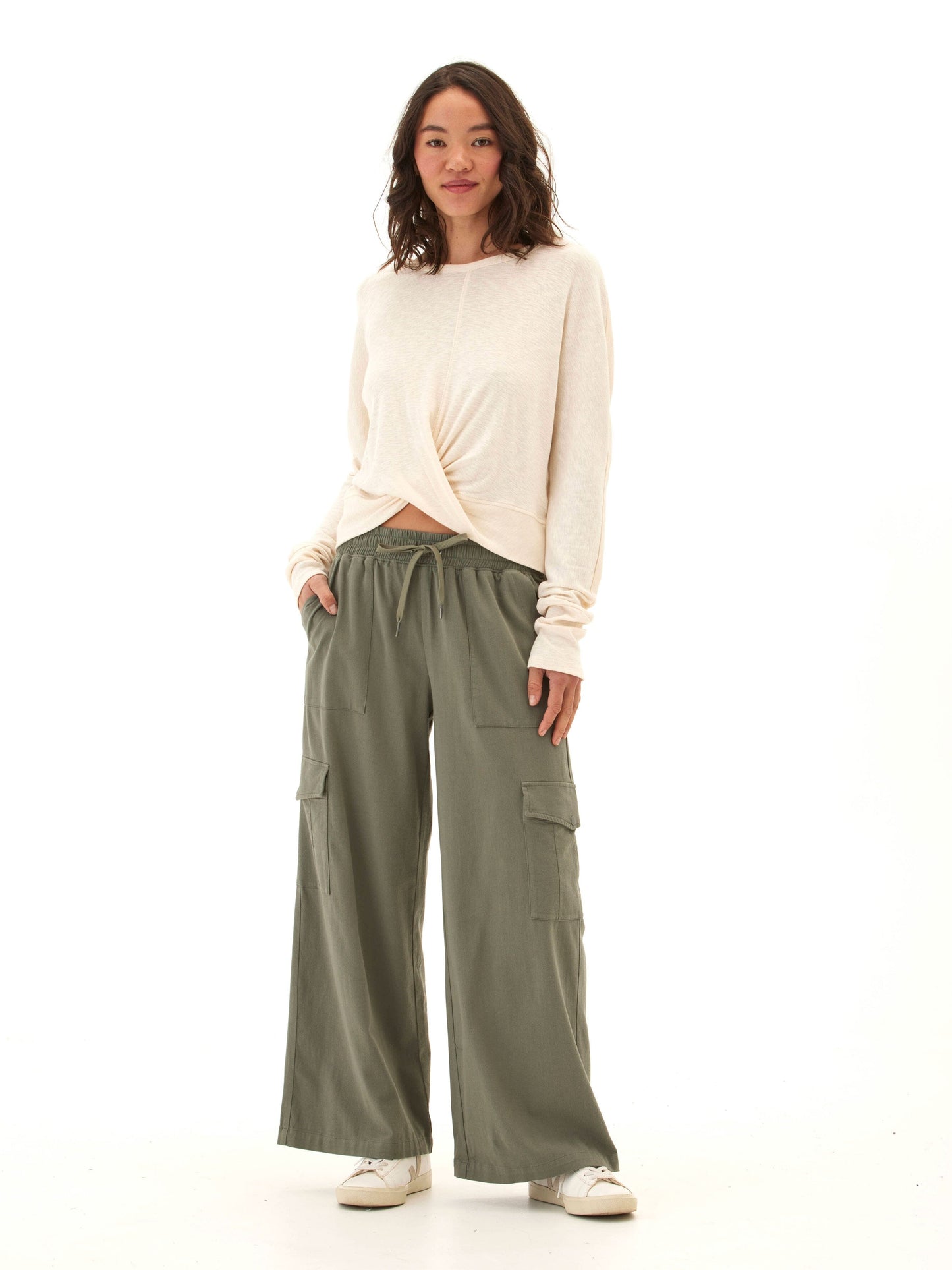 Chloe Textured Jersey Twist Dolman Top