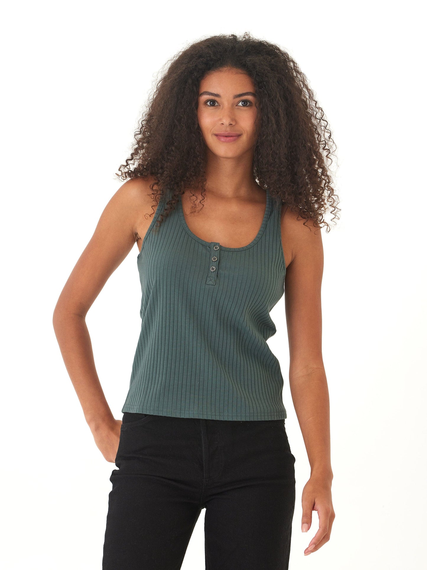 Kathy Organic Rib Henley Tank