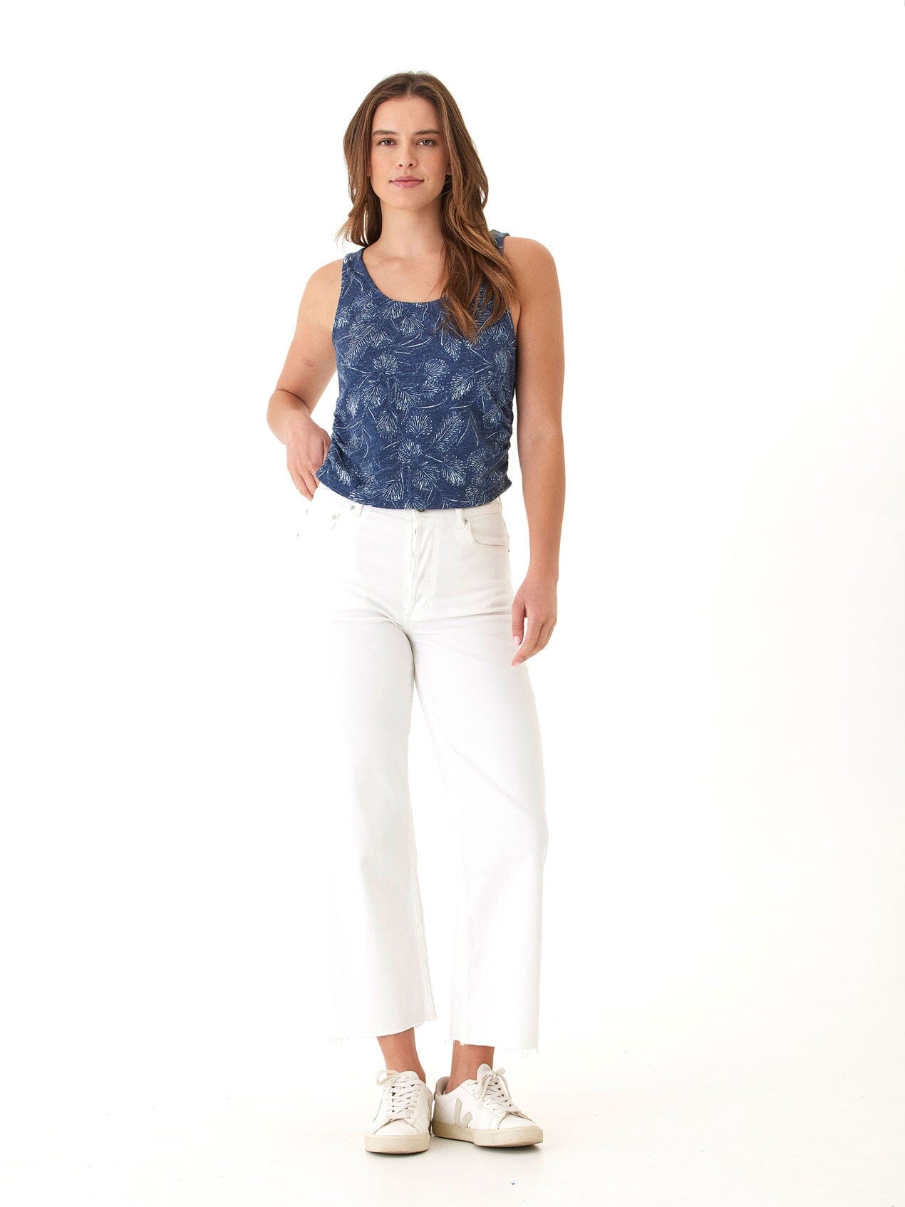 Ellis Breezy Palm Print Linen Jersey Tank