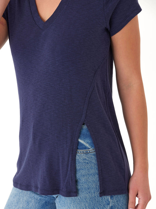 Agatha Textured Slub Jersey Slit Tee