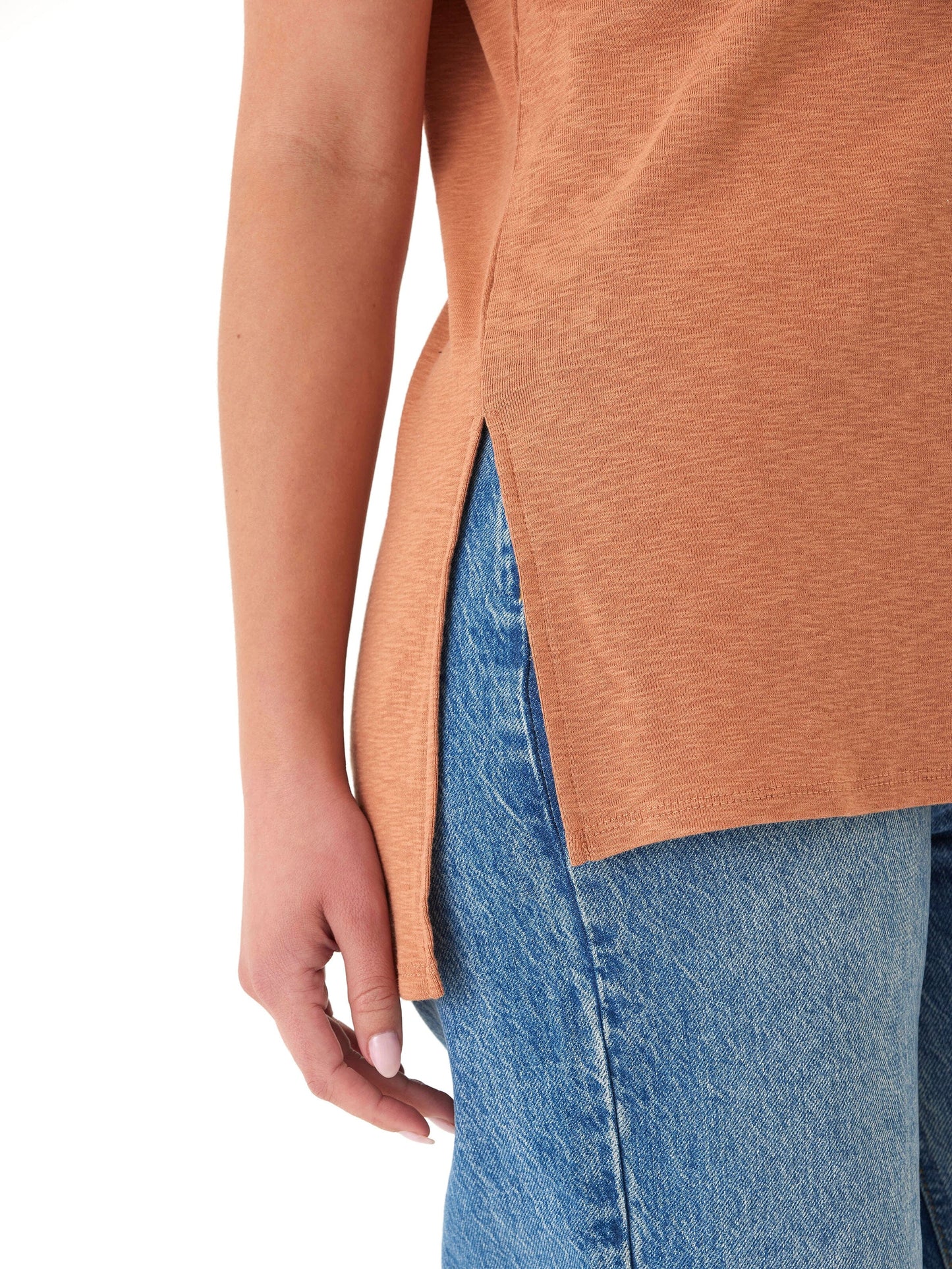 Elsie Textured Slub Jersey Vneck Tee