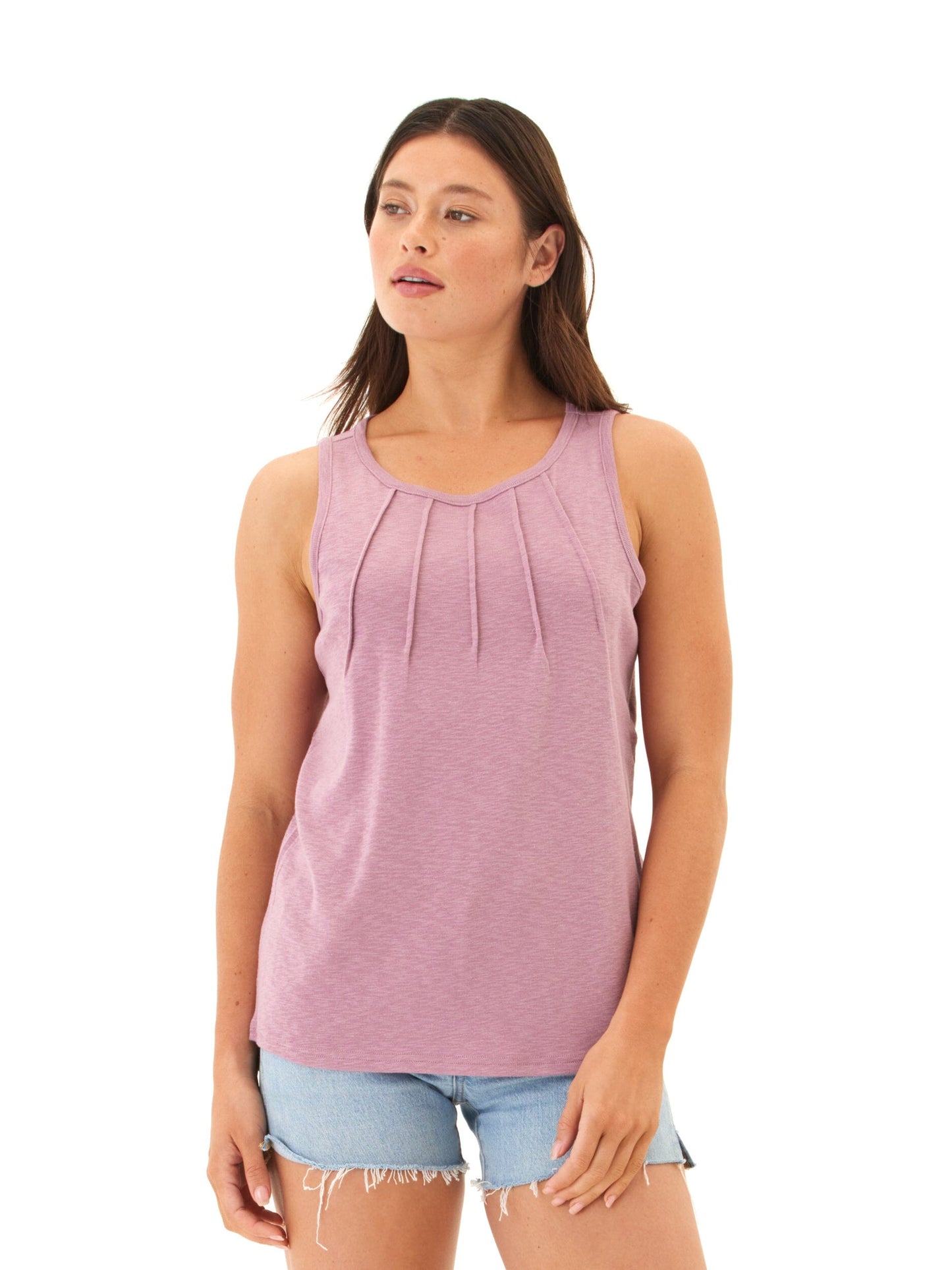Selina Textured Slub Jersey Pleated Tank