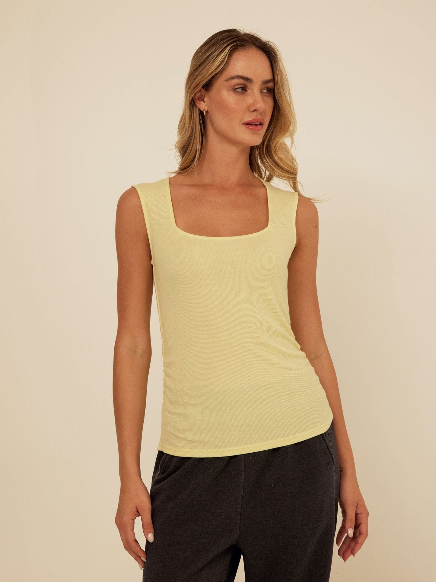 Brynlee Feather Rib Ruched Top