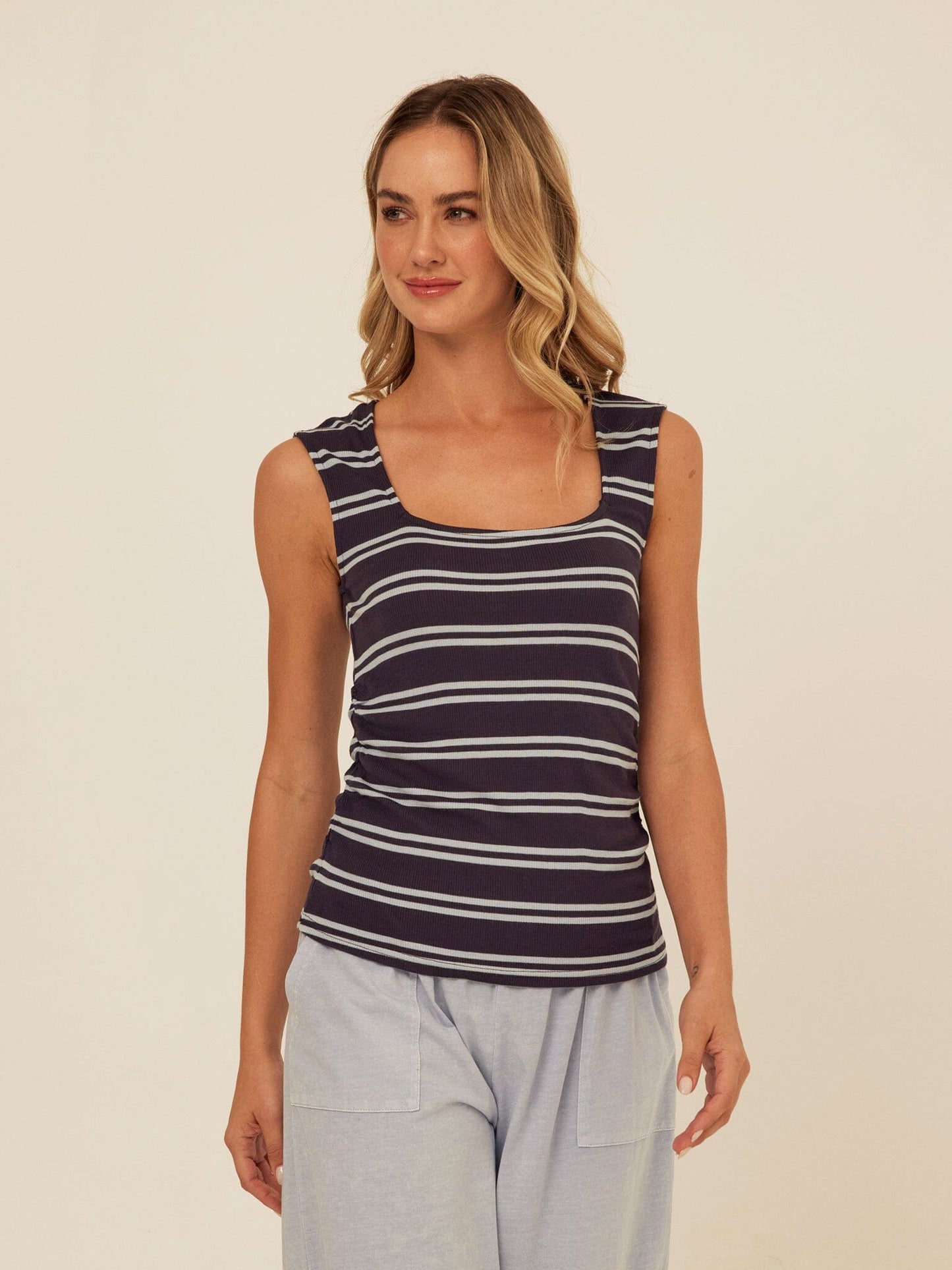 Brynlee Feather Rib Ruched Top
