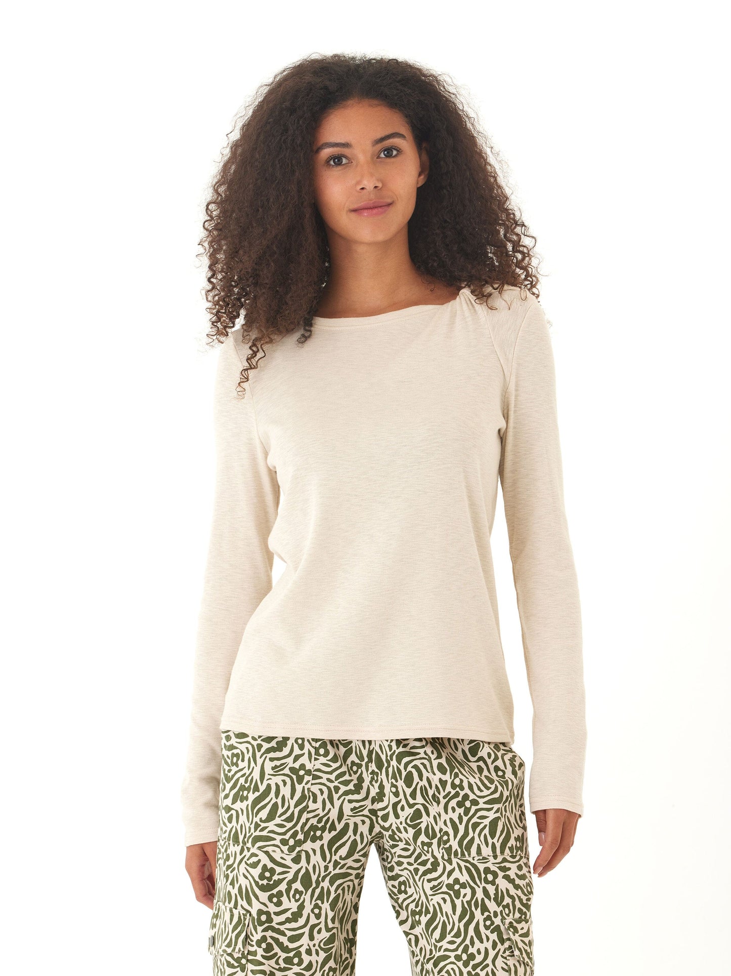 Francine Textured Slub Jersey Twist Long Sleeve Top