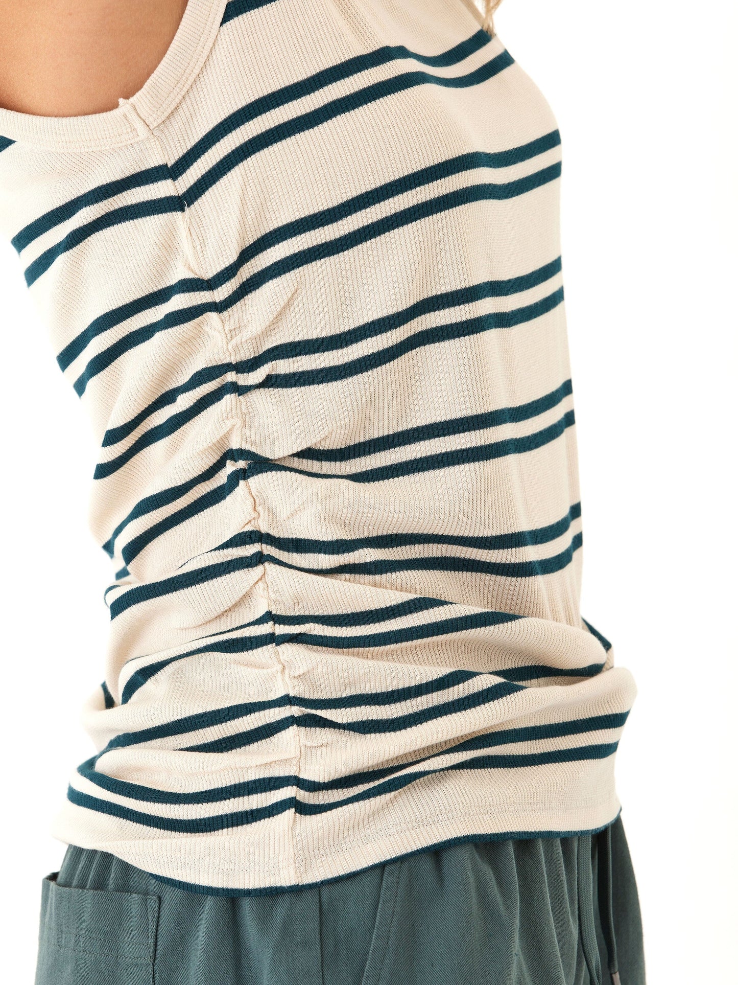 Megan Feather Rib Ruched Tank