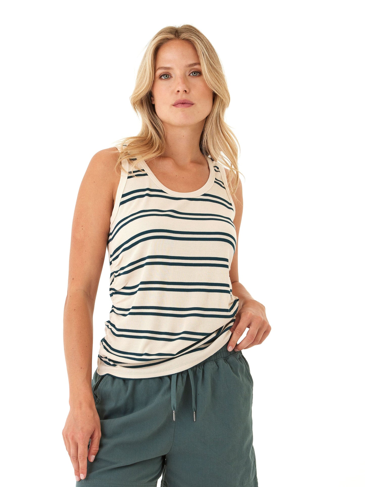 Megan Feather Rib Ruched Tank