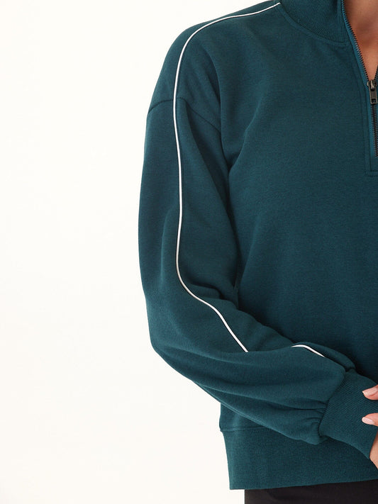 Constance Triblend Fleece Piping Detail Half Zip Pullover
