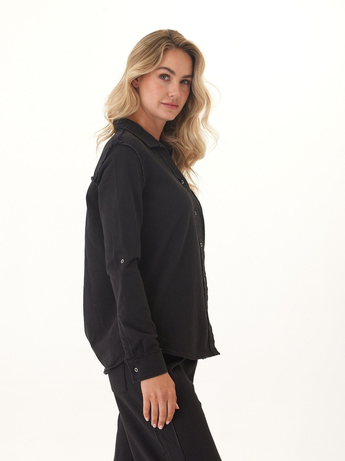 Kalynn Cotton Blend Terry Button-Down