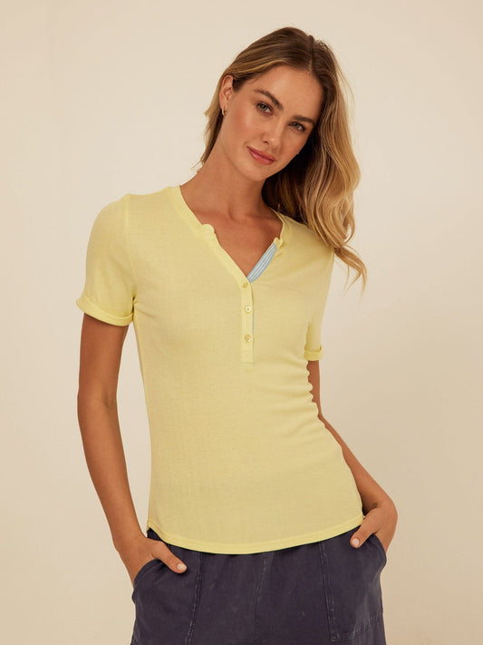 Akia Feather Rib Henley Tee