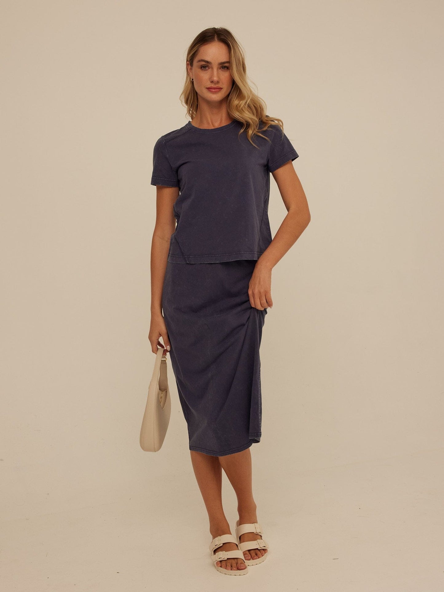 Adella Mineral Wash Eco Jersey Midi Skirt