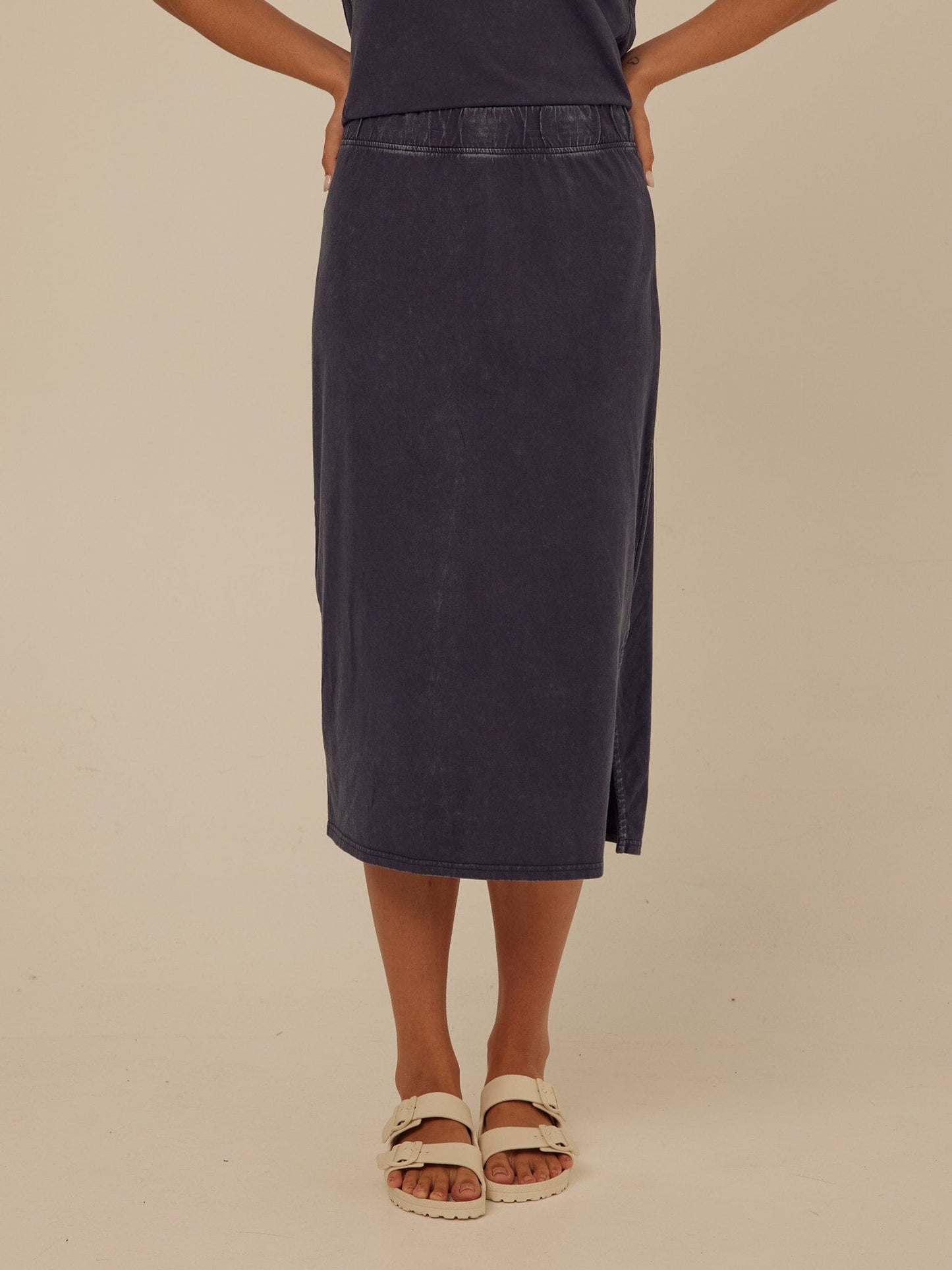 Adella Mineral Wash Eco Jersey Midi Skirt