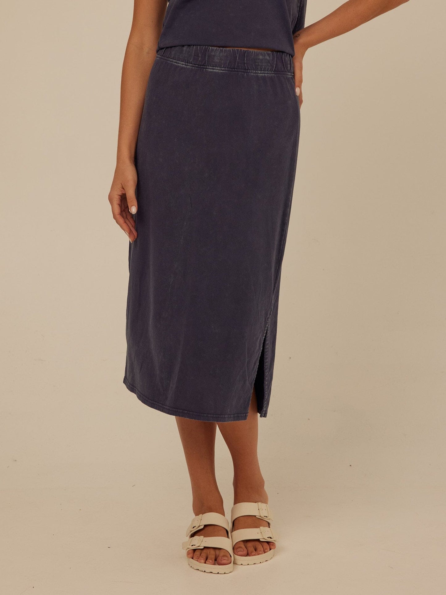 Adella Mineral Wash Eco Jersey Midi Skirt
