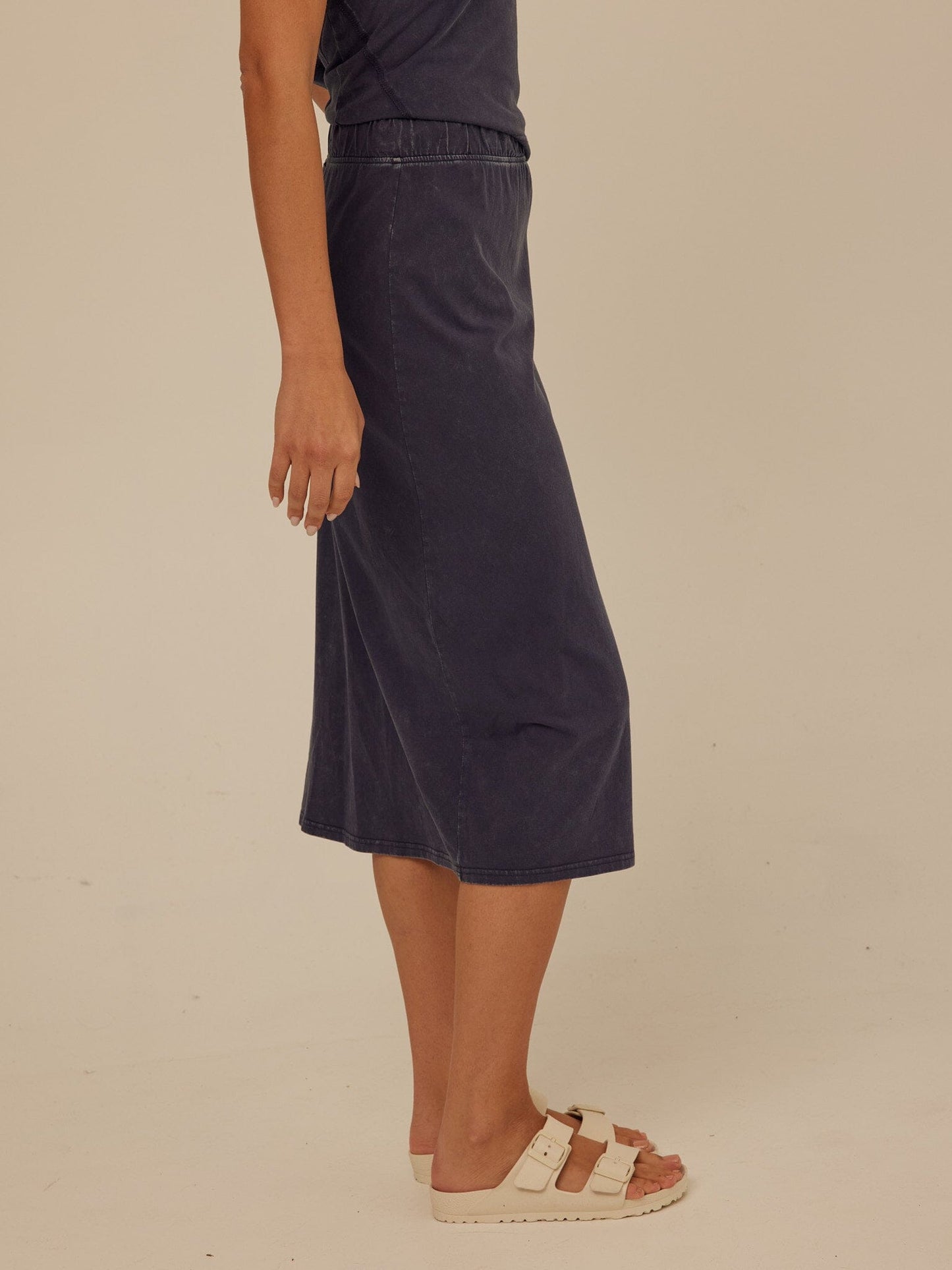 Adella Mineral Wash Eco Jersey Midi Skirt