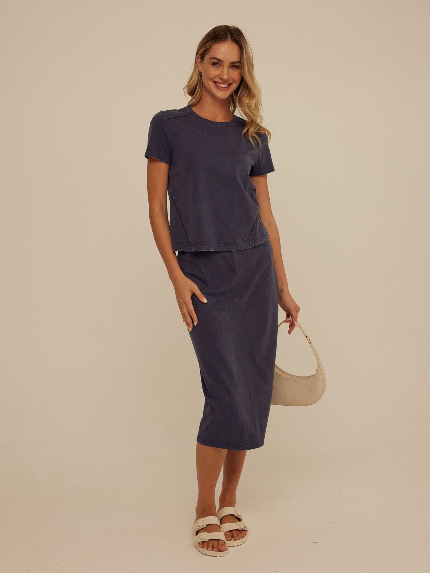 Adella Mineral Wash Eco Jersey Midi Skirt
