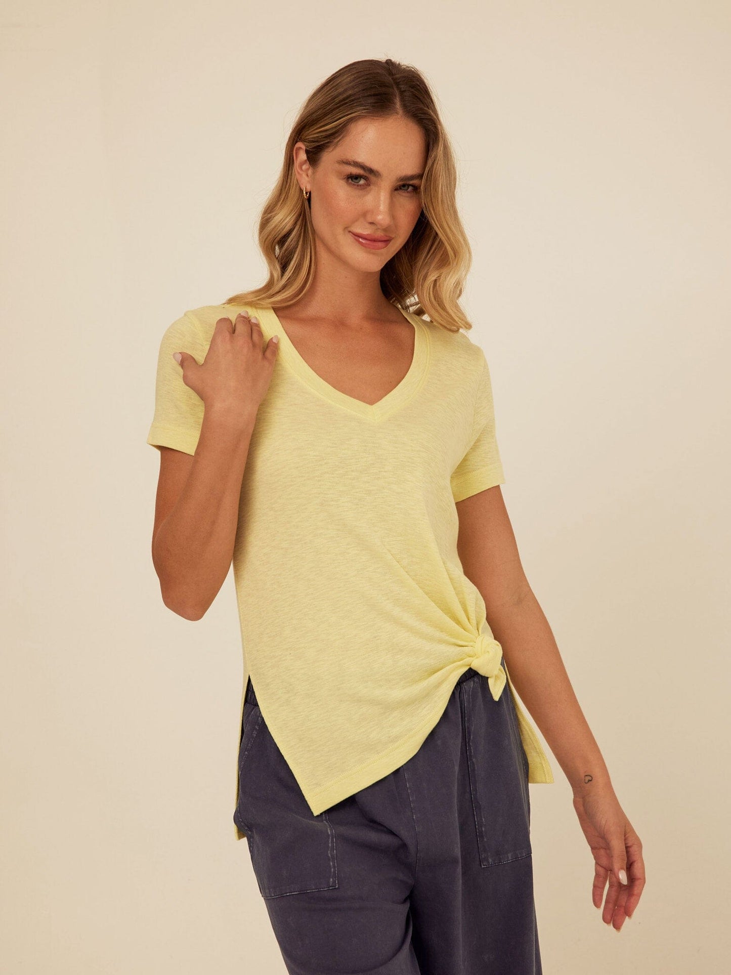 Norma Textured Slub Jersey Knotted Tee