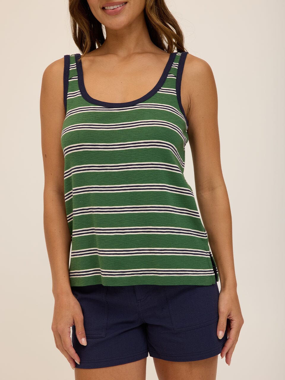 Madelena Tripoli Stripe Textured Slub Jersey Tank