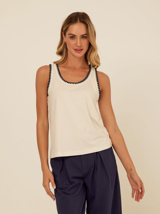 Genevieve Novelty Stitch Eco Jersey Tank