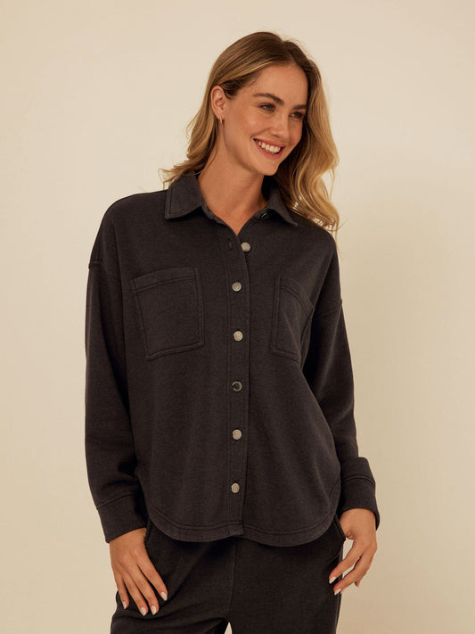 Blaire Mineral Wash Fleece Button-Down