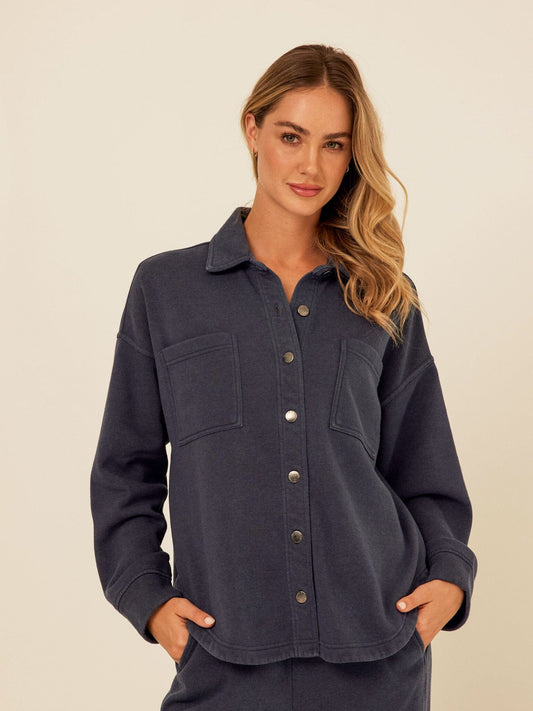 Blaire Mineral Wash Fleece Button-Down