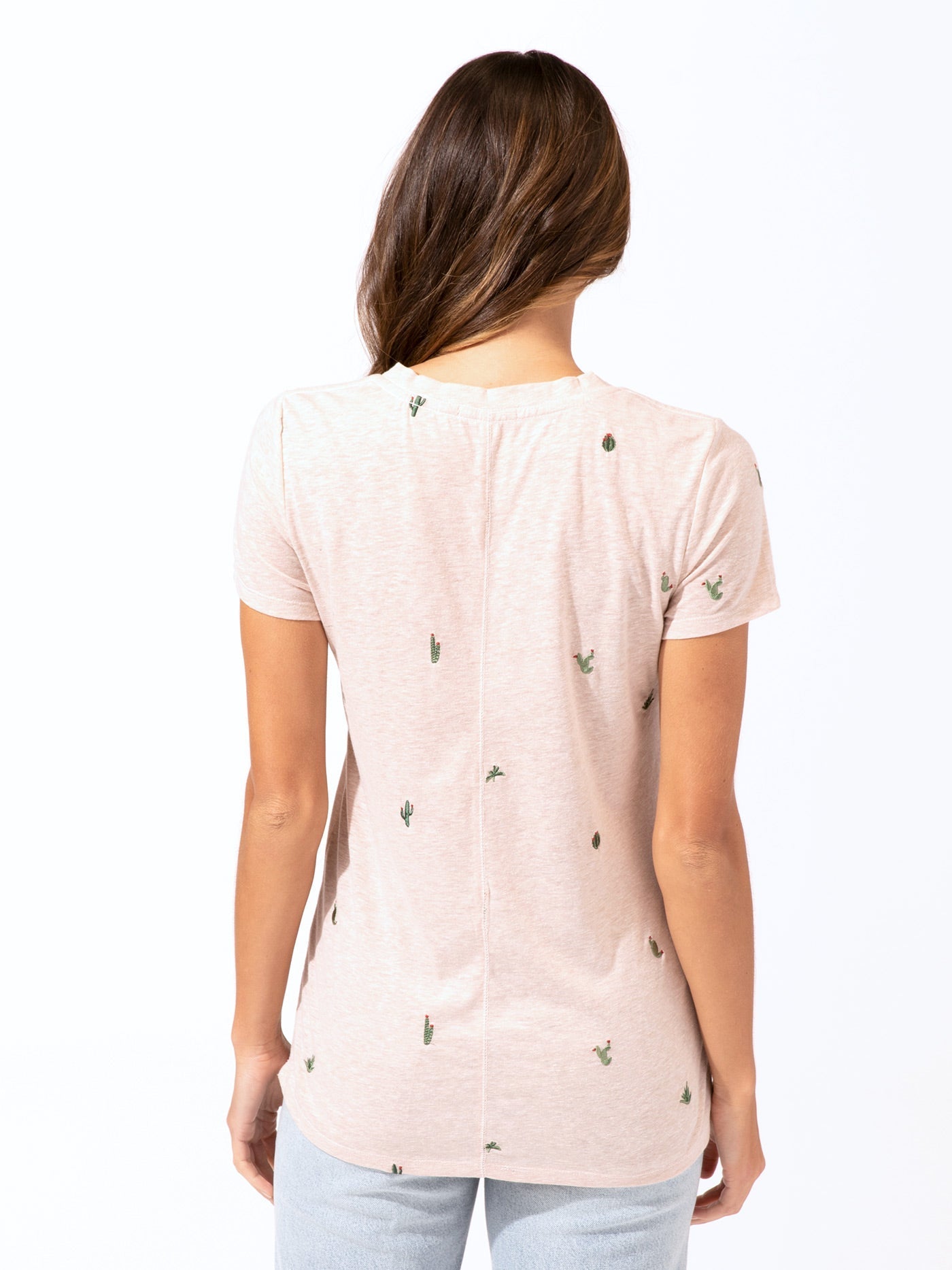 Cacti Embroidery V-Neck Tee