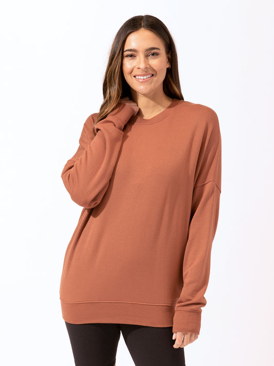 Cathy Boyfriend Feather Fleece Pullover