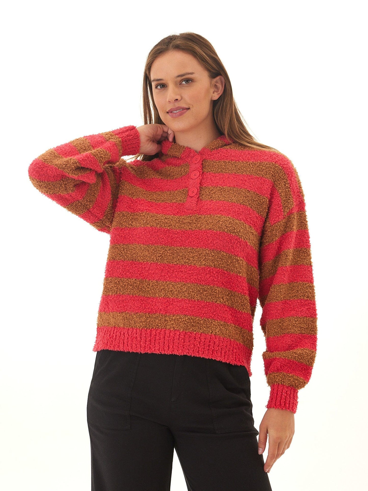 Tanisha Boucle Henley Hoodie