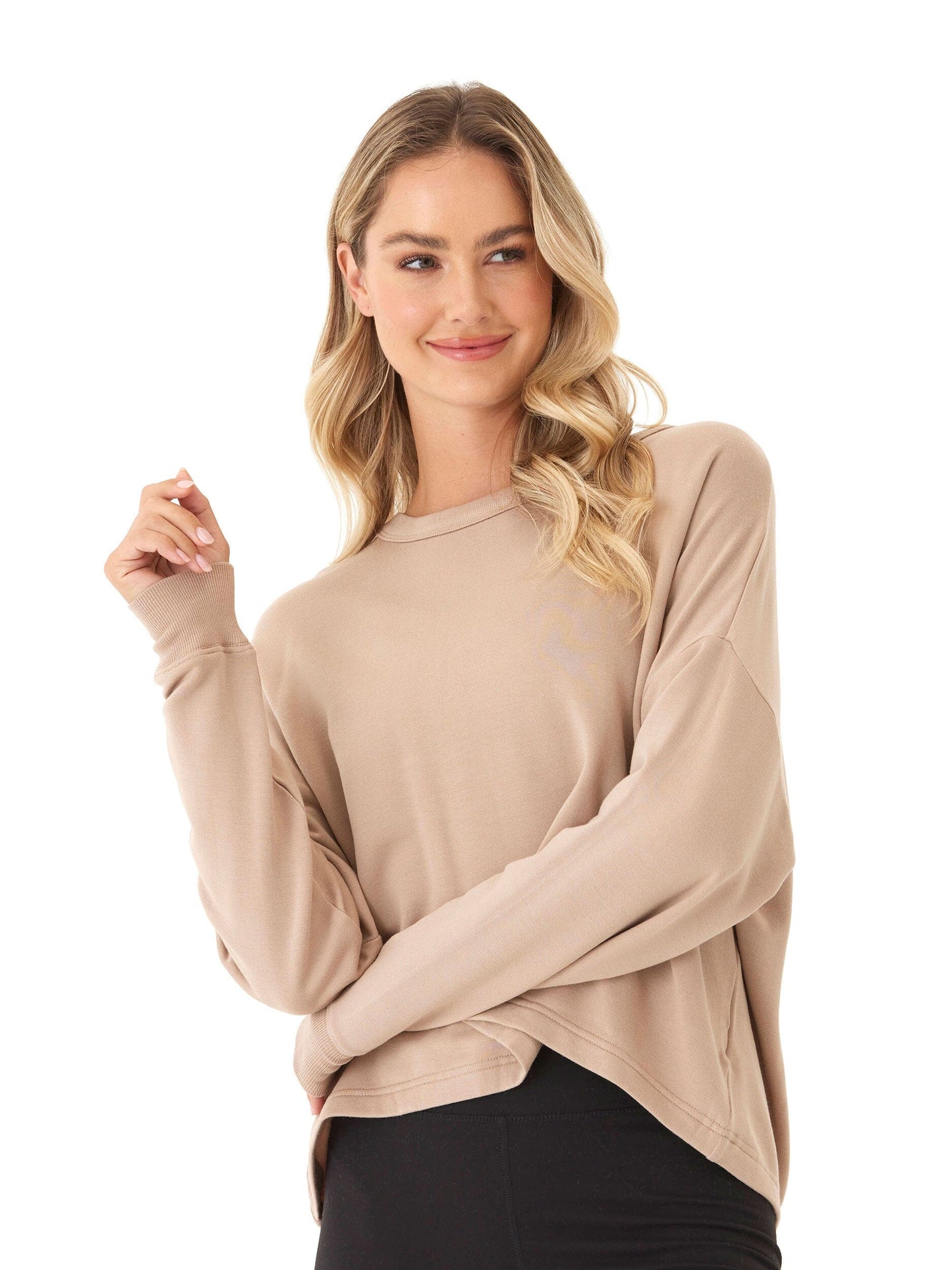 Raylin Feather Fleece Back Detail Top