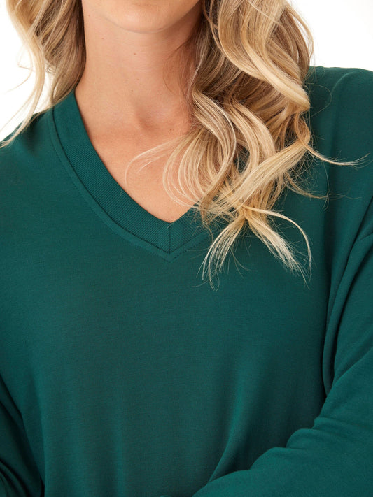 Elyzza Feather Fleece V-Neck Pullover