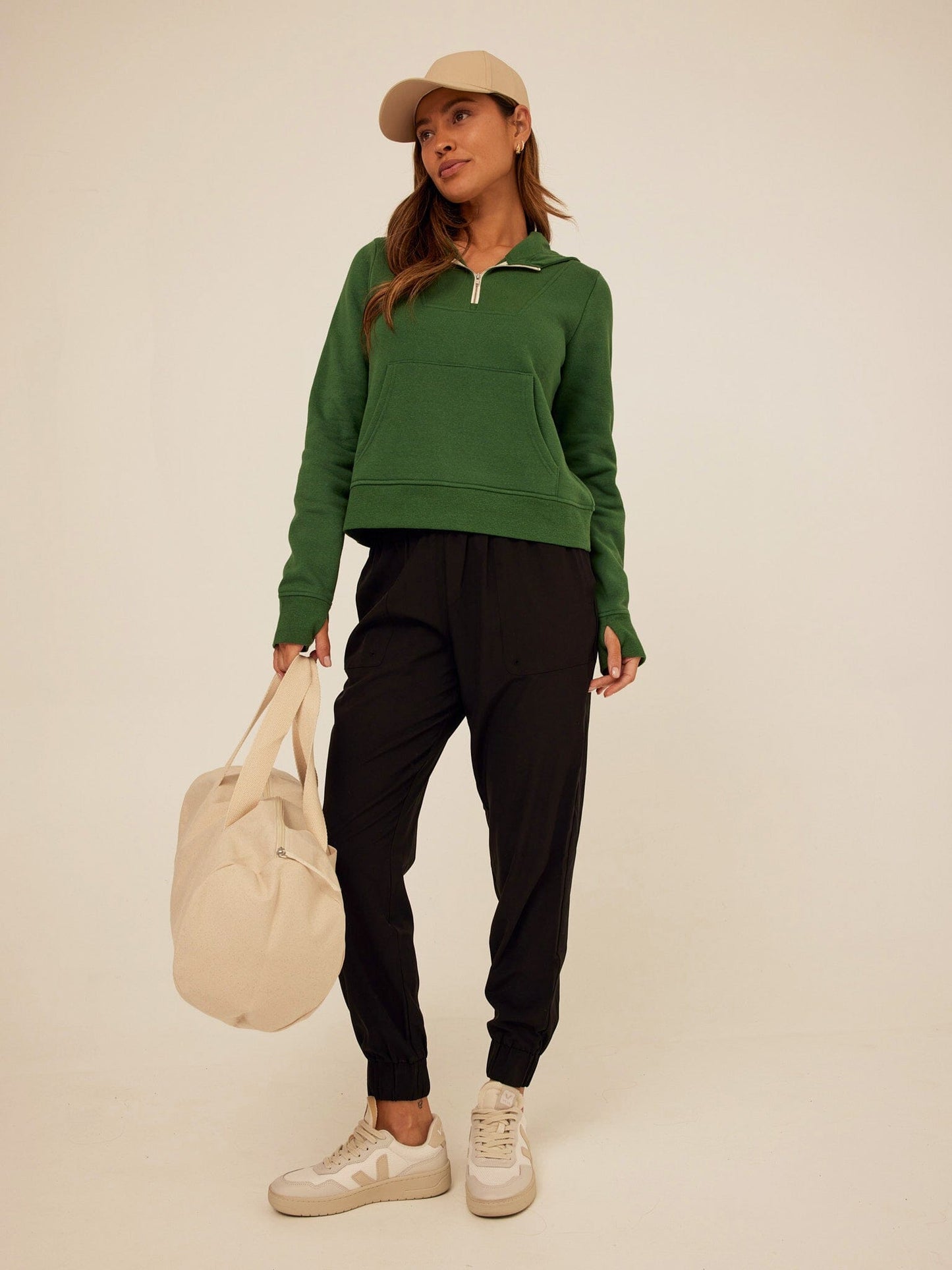 Tyra Triblend Fleece Quarter Zip Hoodie