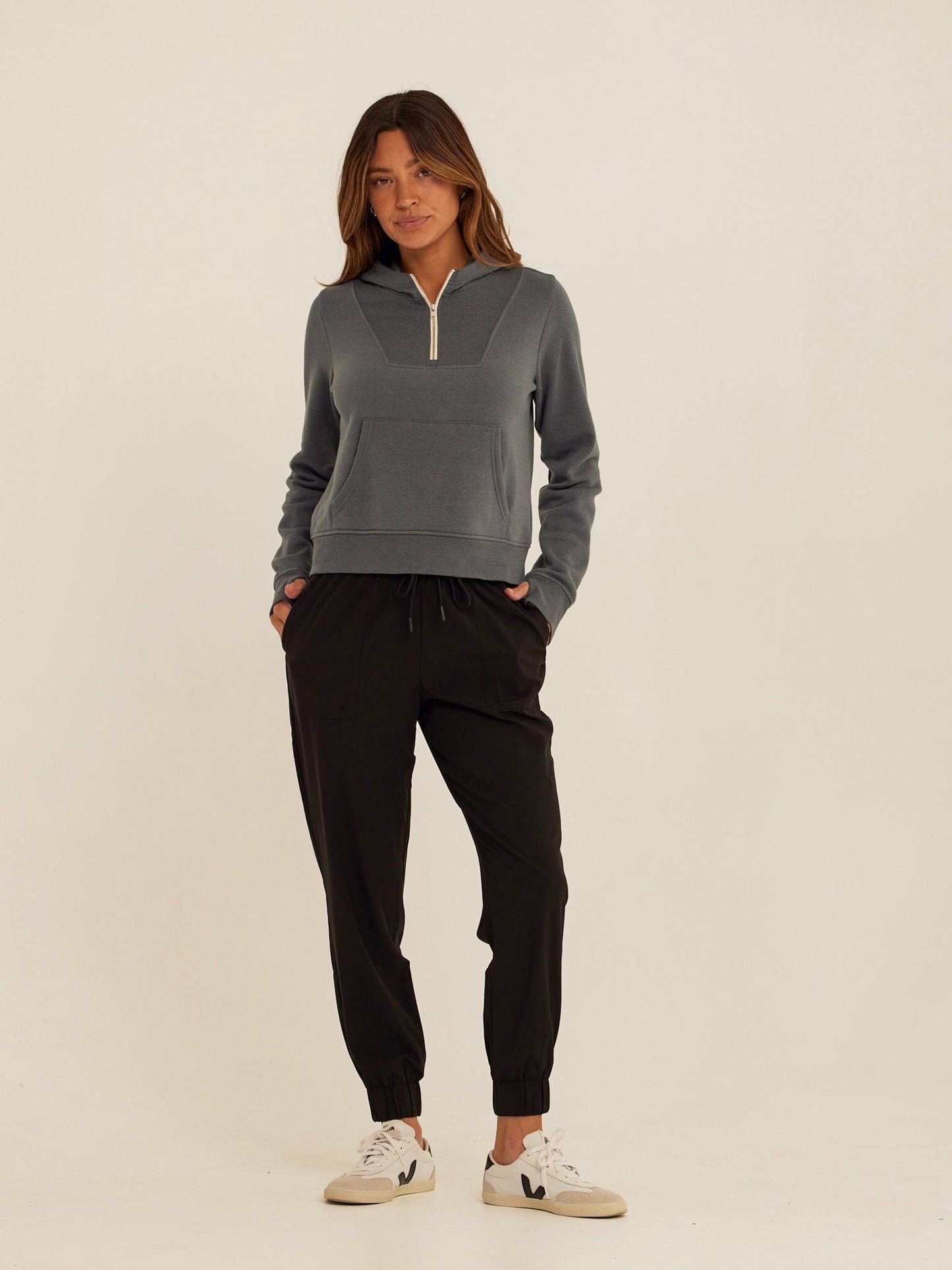 Tyra Triblend Fleece Quarter Zip Hoodie