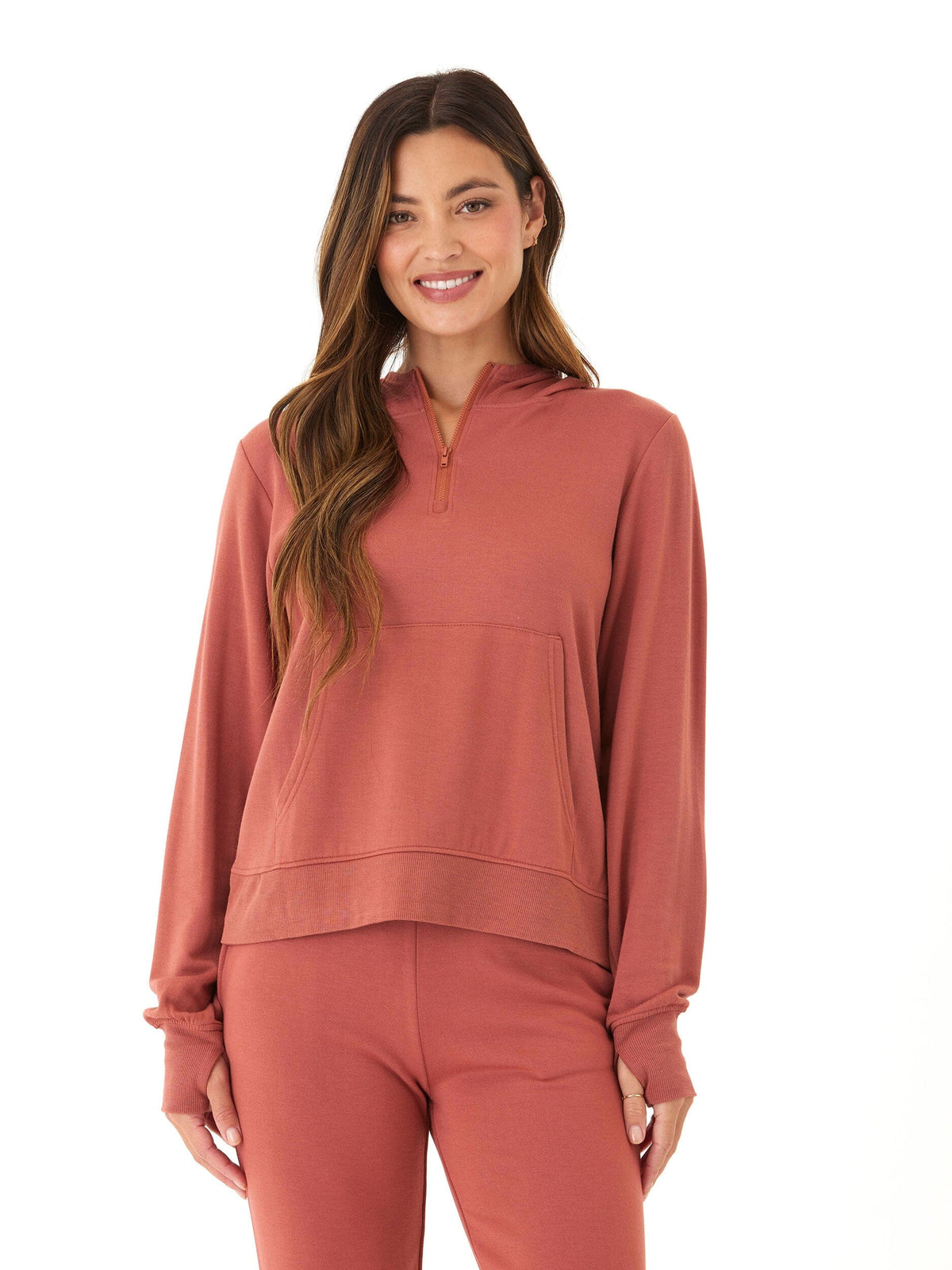 Natia Feather Fleece 1/4-Zip Hoodie