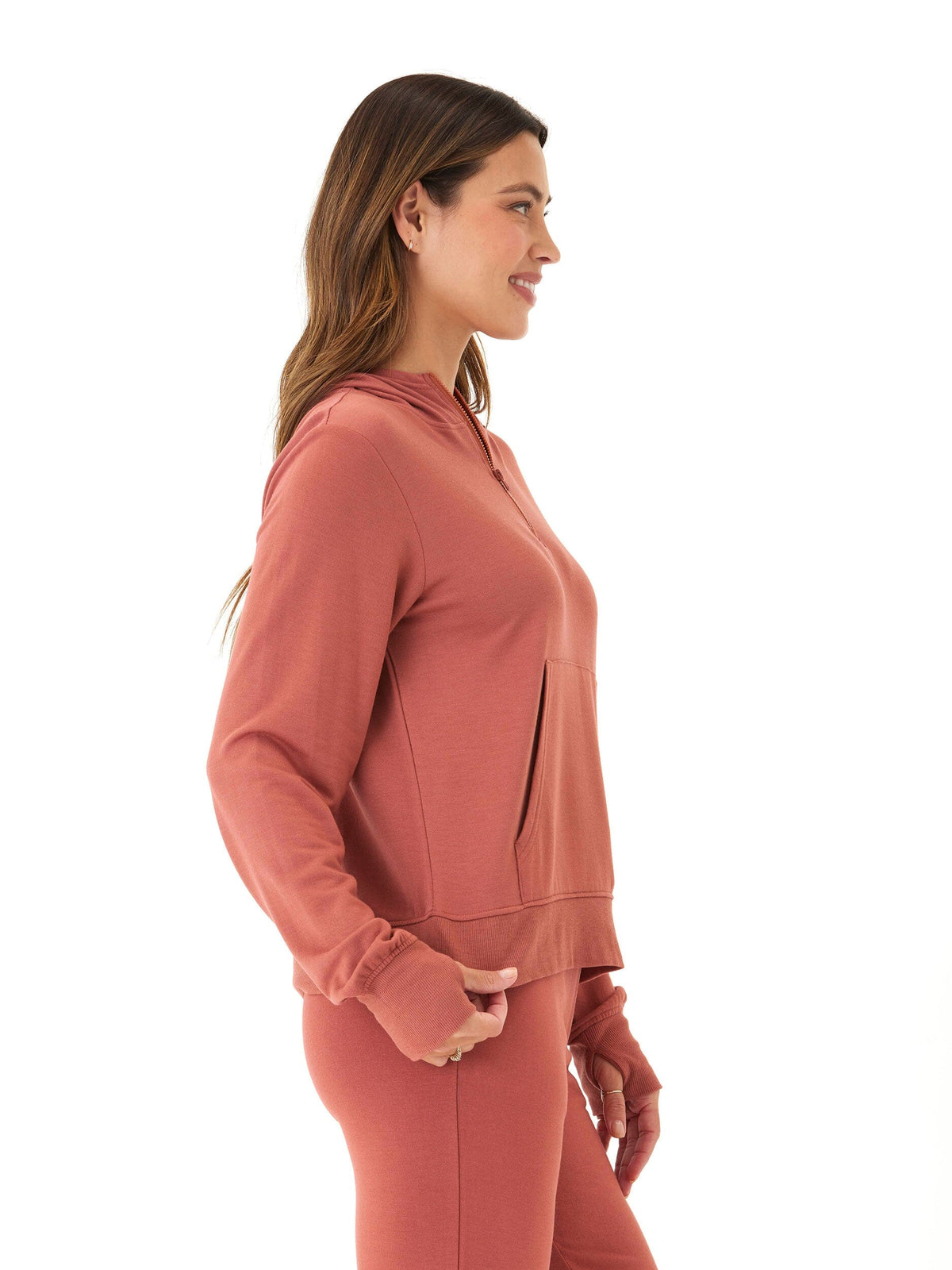 Natia Feather Fleece 1/4-Zip Hoodie