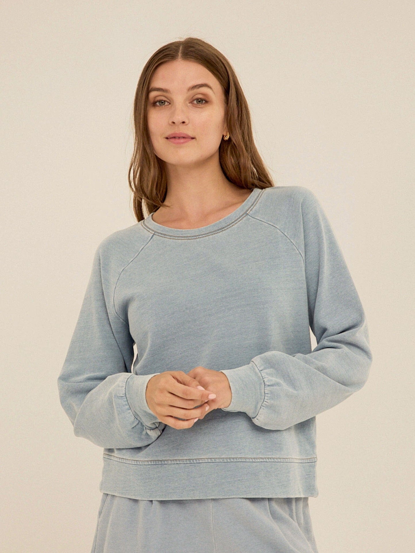 Mabel Denim Terry Raglan Pullover