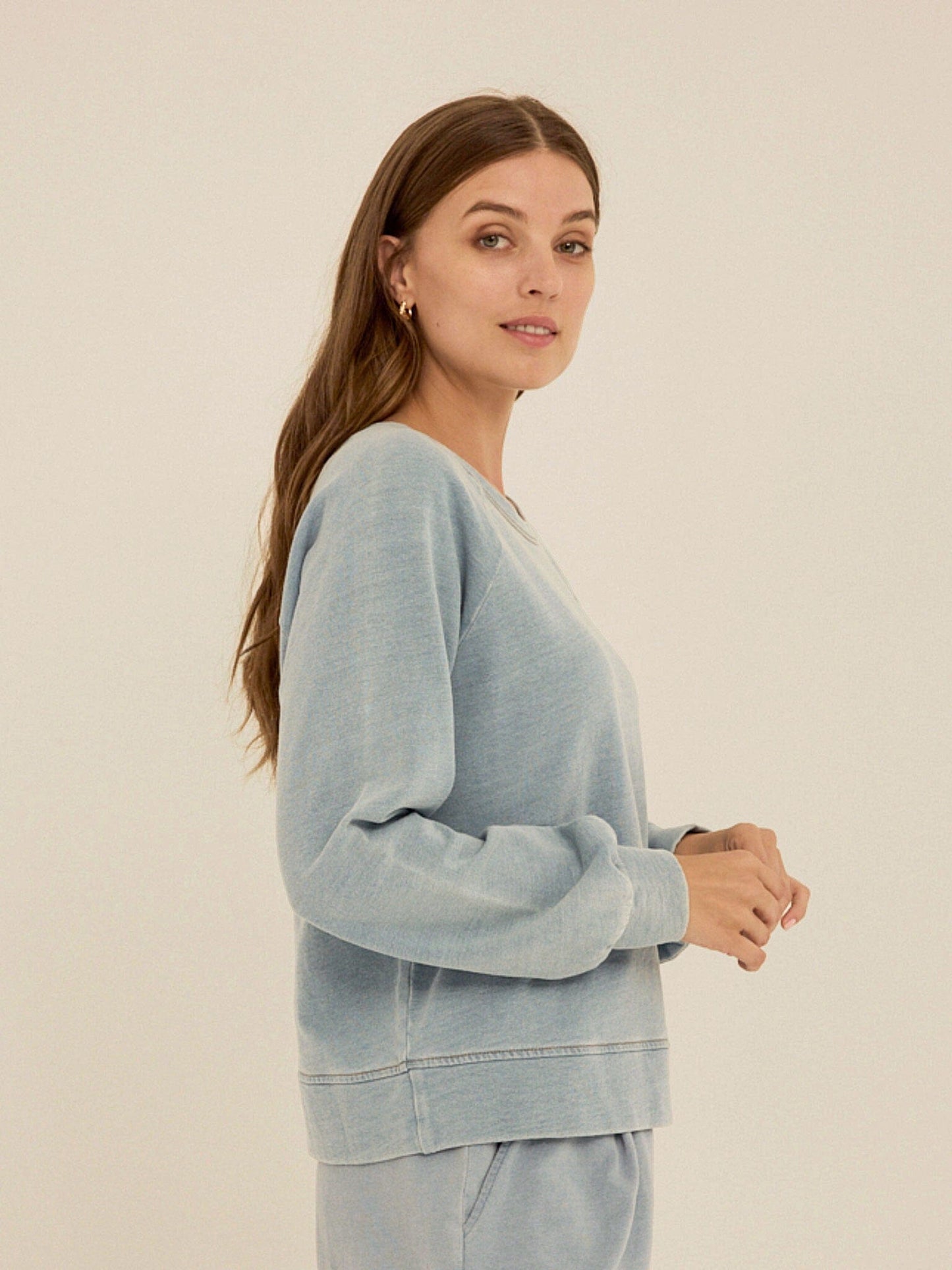 Mabel Denim Terry Raglan Pullover