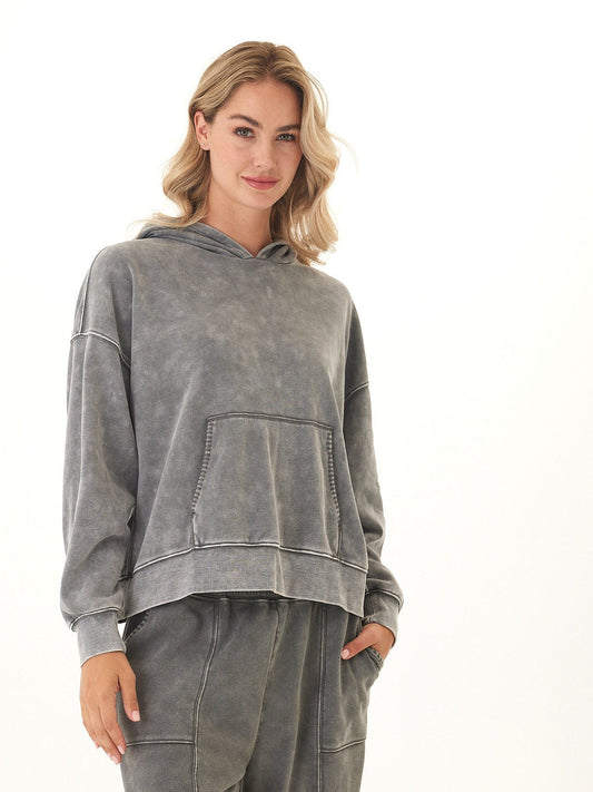 Marcellina Mineral Wash CVC Fleece Pullover Hoodie