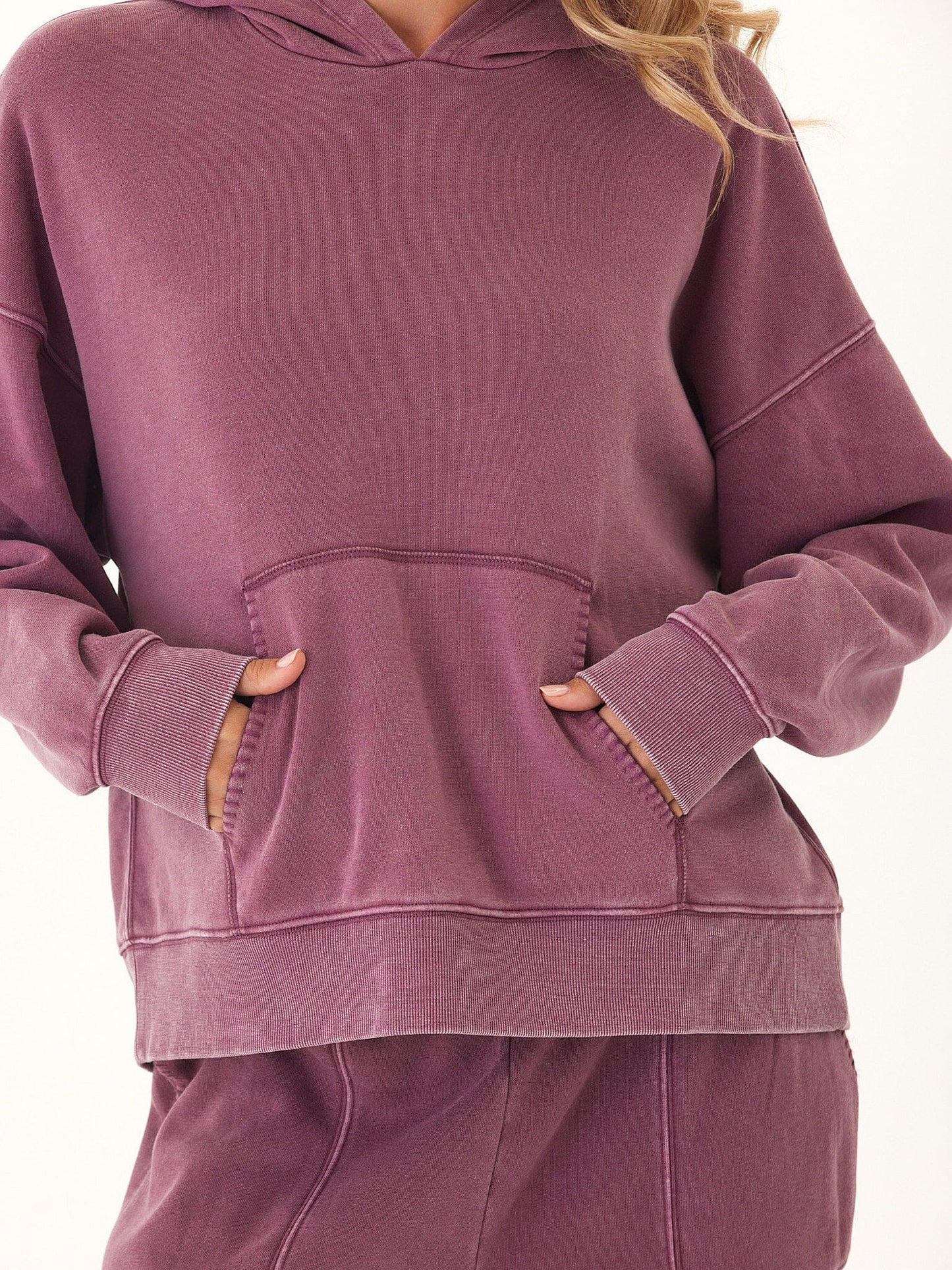 Marcellina Mineral Wash CVC Fleece Pullover Hoodie