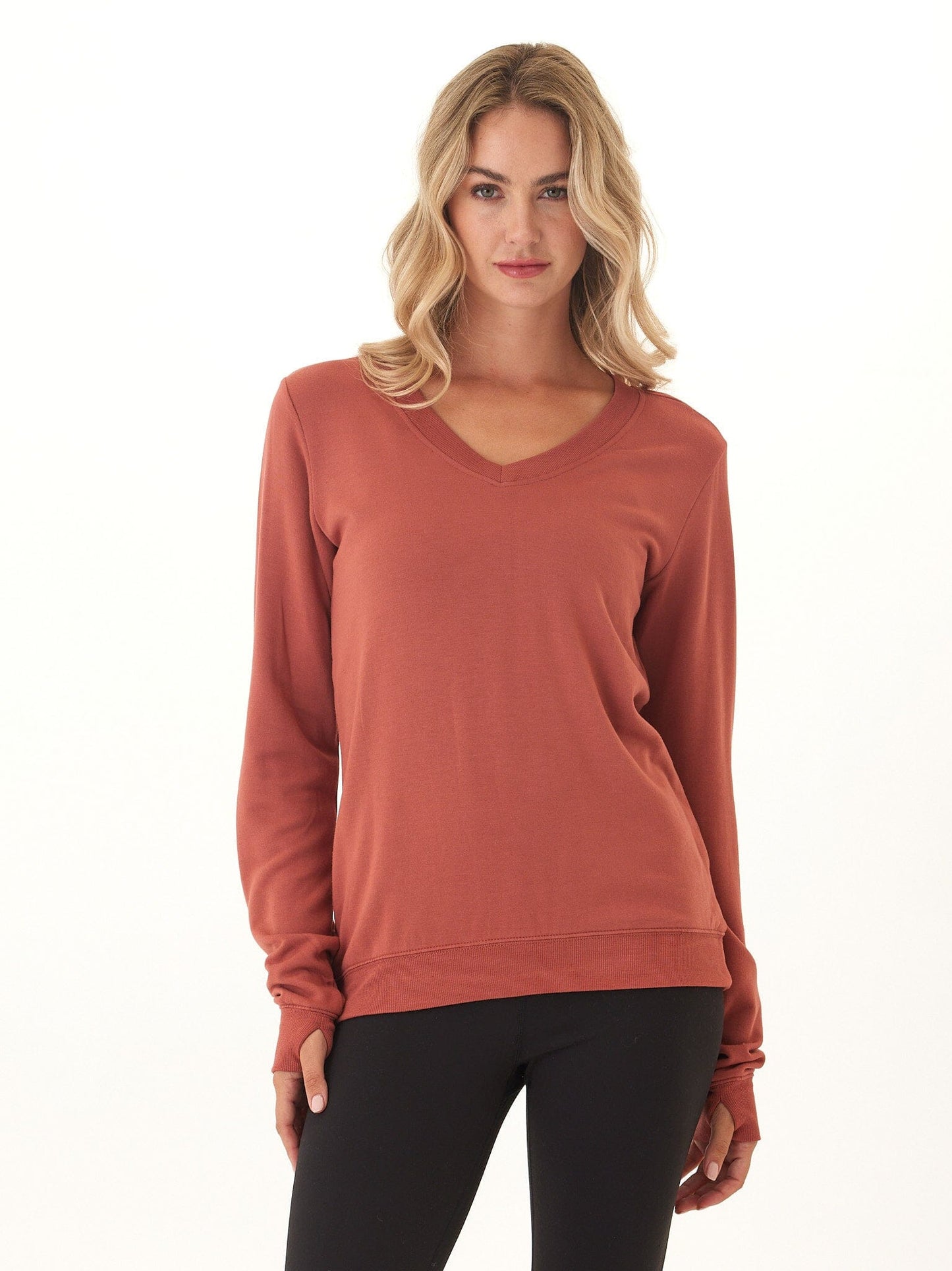 Edwina Feather Fleece V-Neck Sweatshirt