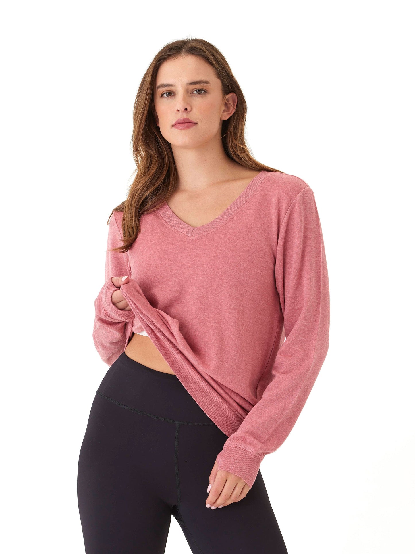 Edwina Feather Fleece V-Neck Sweatshirt