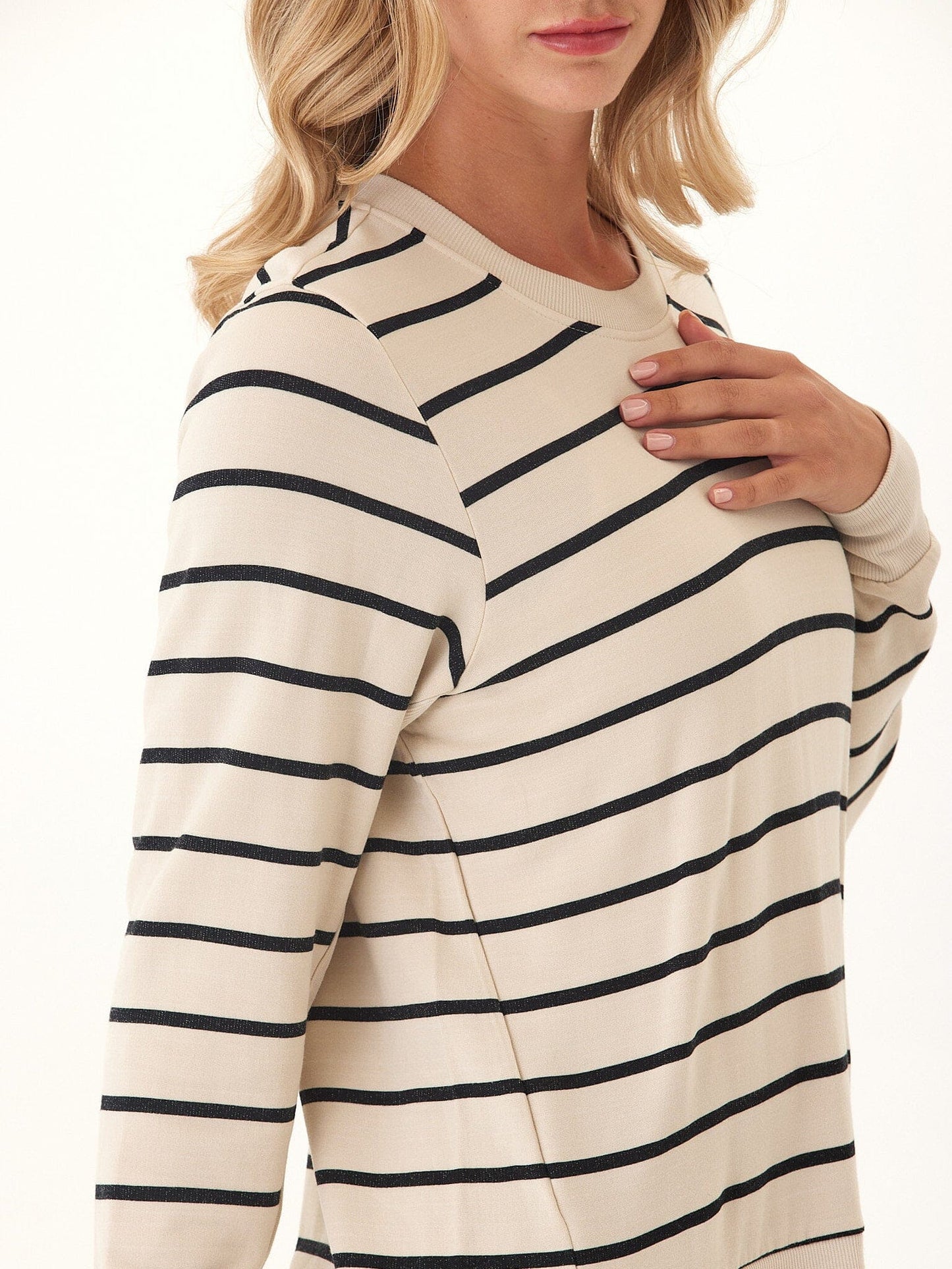 Quincy  Feather Fleece Rib Mix Pullover